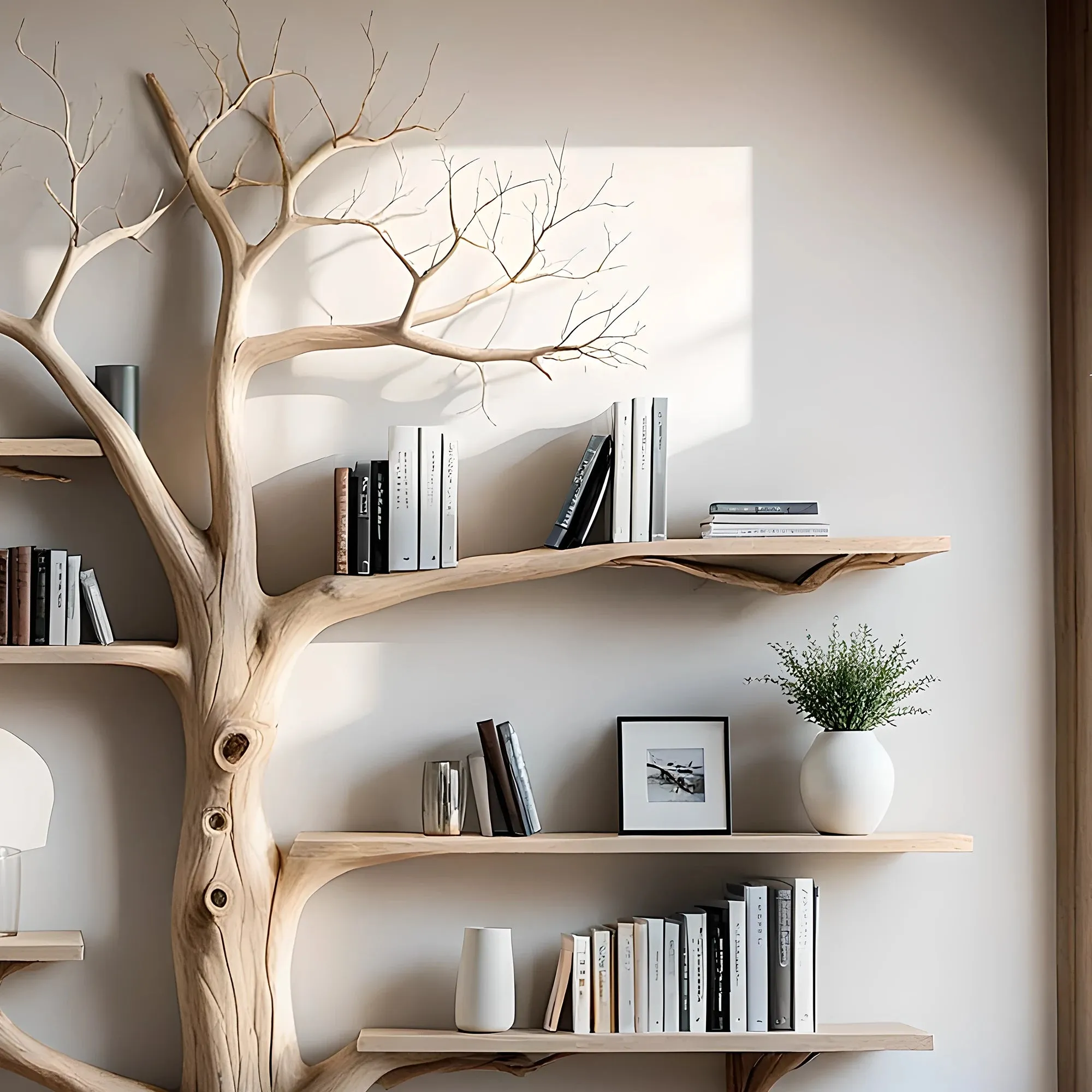 Tree Branch Wall Hanging Rack – Handmade Wooden Coat Hanger