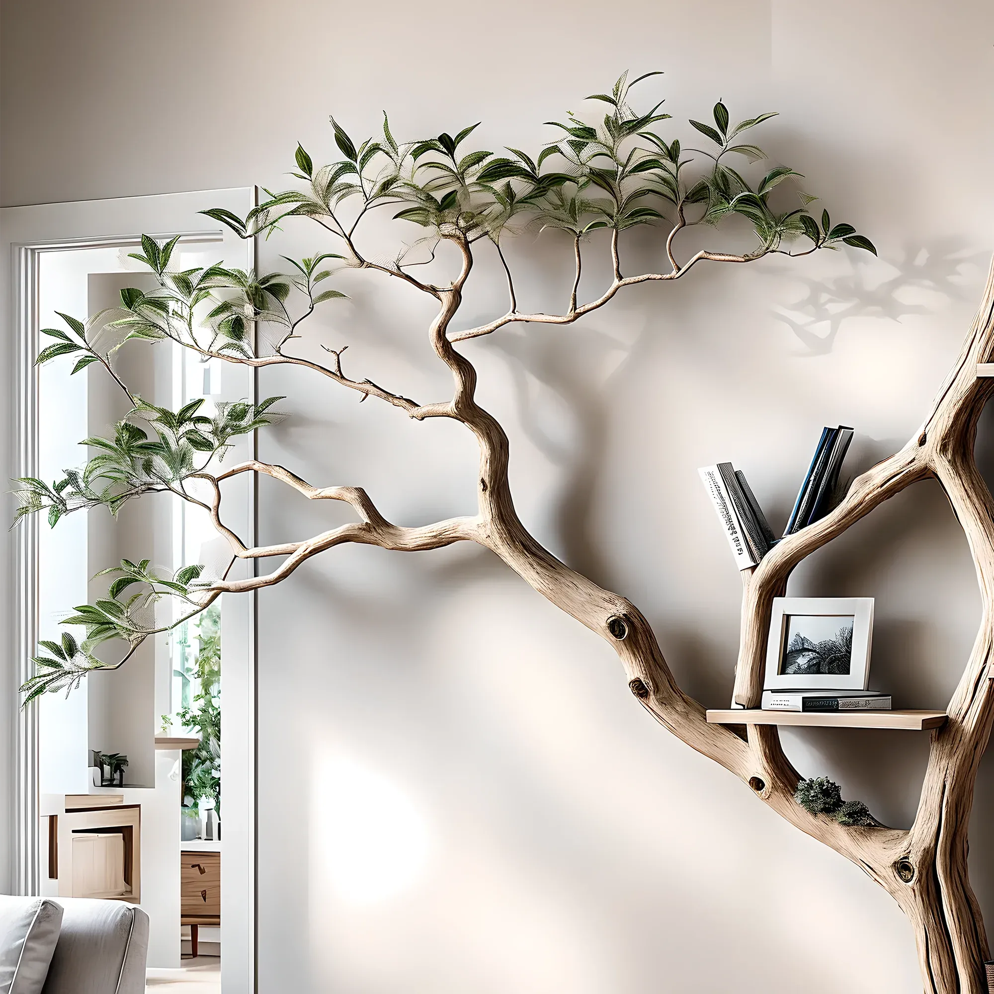 Solid Wood Tree Bookshelf – Decorative Floating Shelf