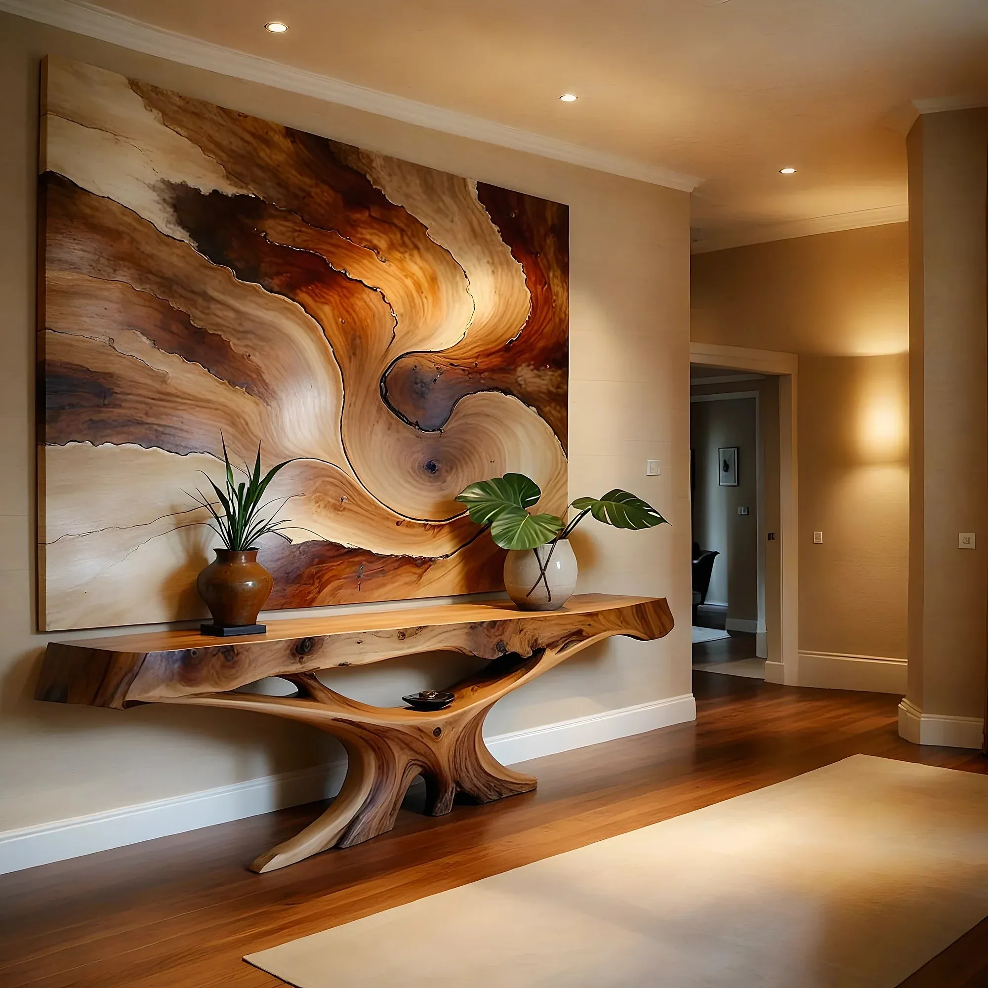 Solid Wood Console Table with Live Edge Design