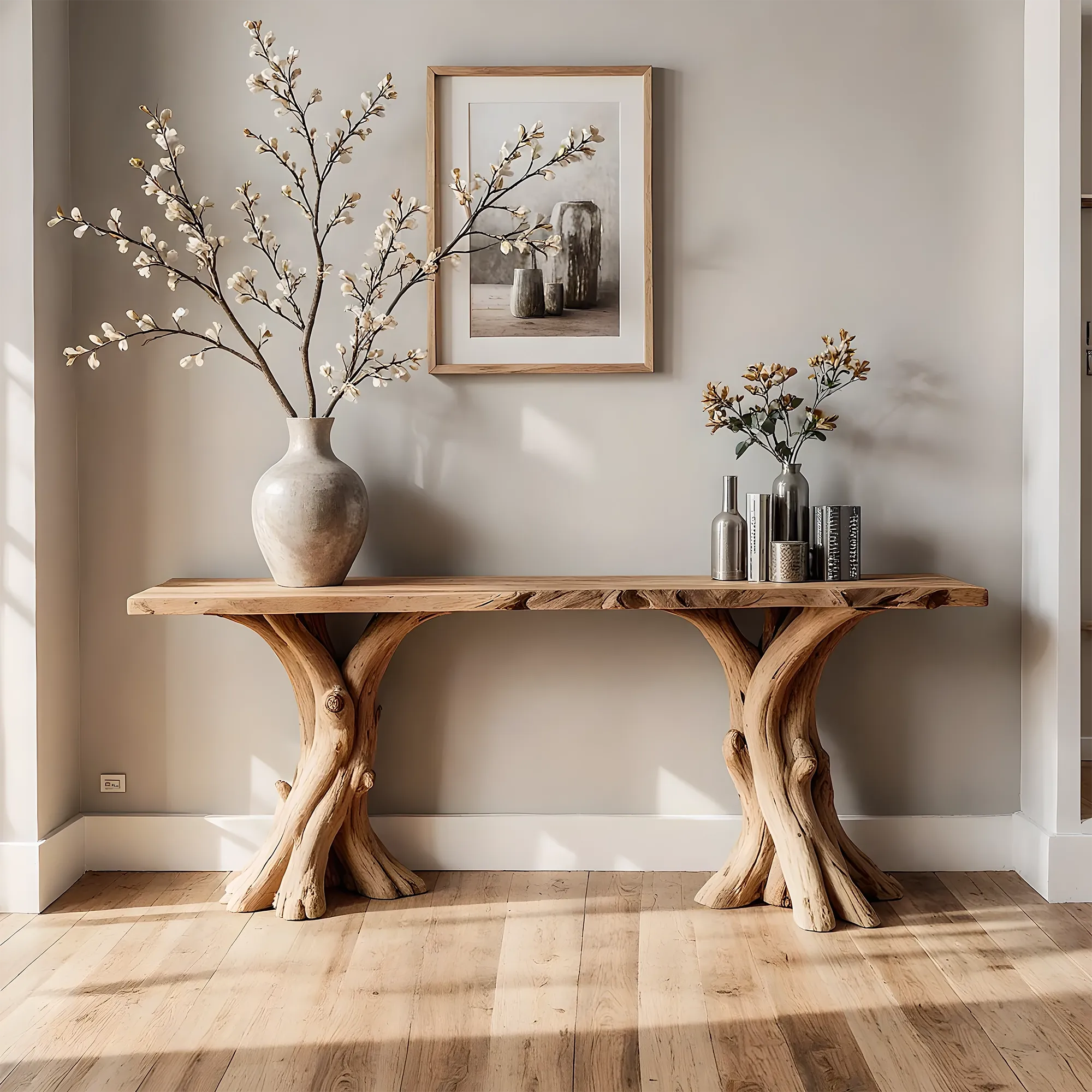 Natural Live Edge Home Console Table – Artisan Crafted Solid Wood