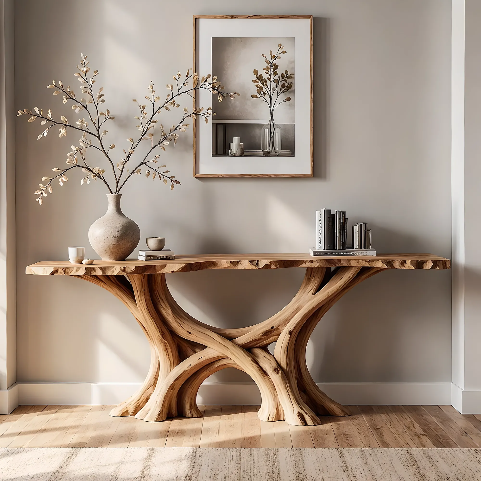 Handcrafted Solid Wood Home Console Table – Rustic Modern Design