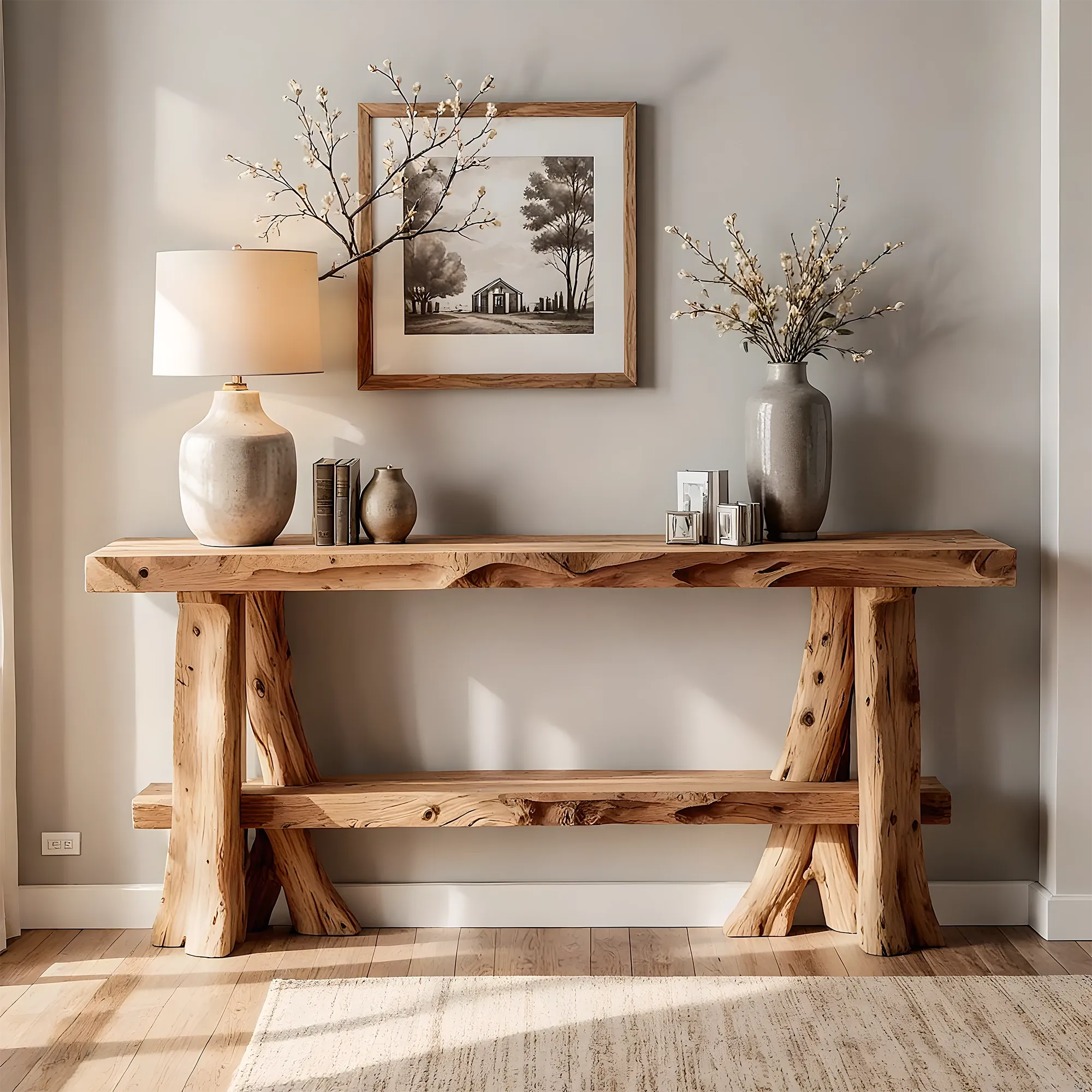 Premium Home Console Furniture – Handcrafted Natural Wood Style