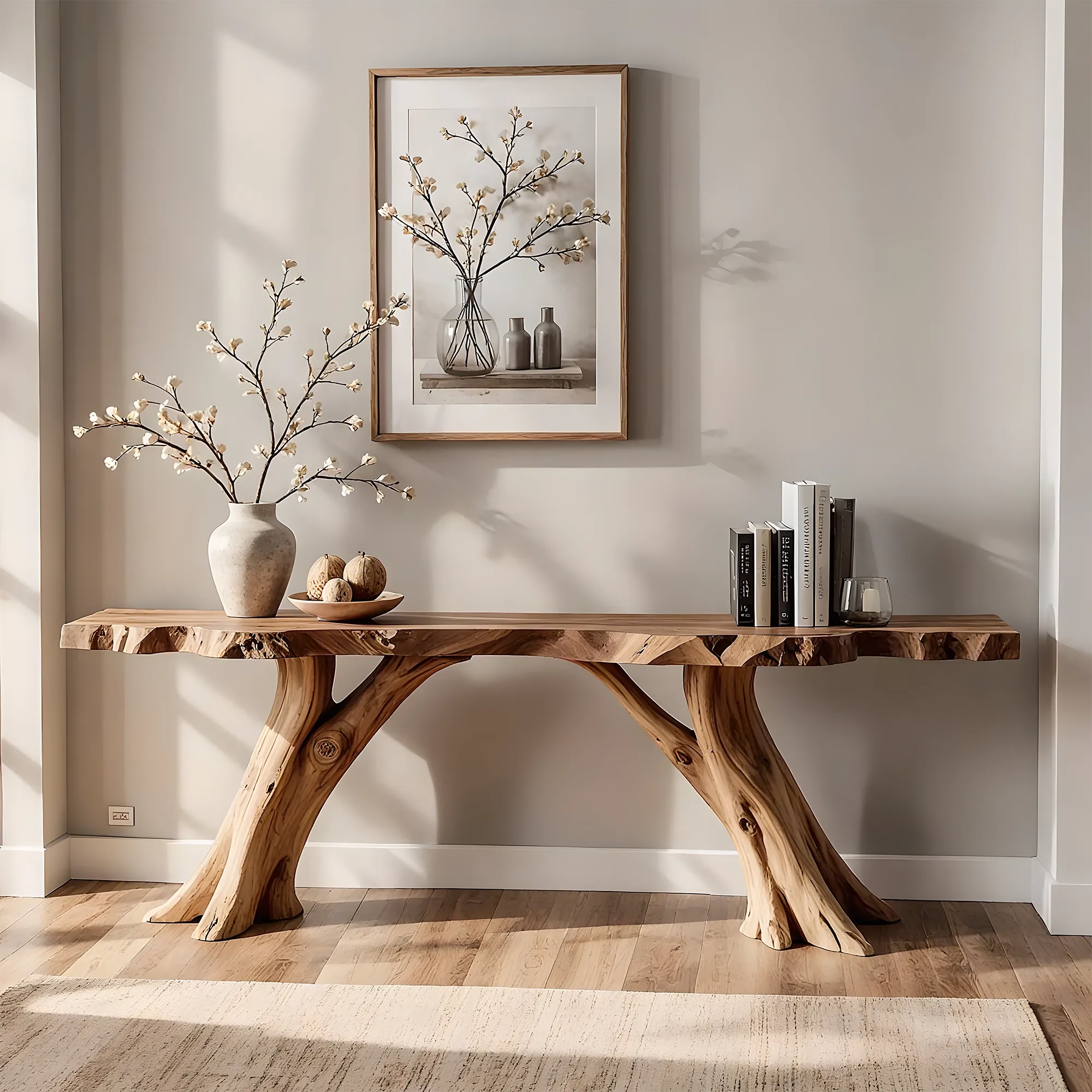 Premium Home Console Furniture – Handcrafted Natural Wood Style
