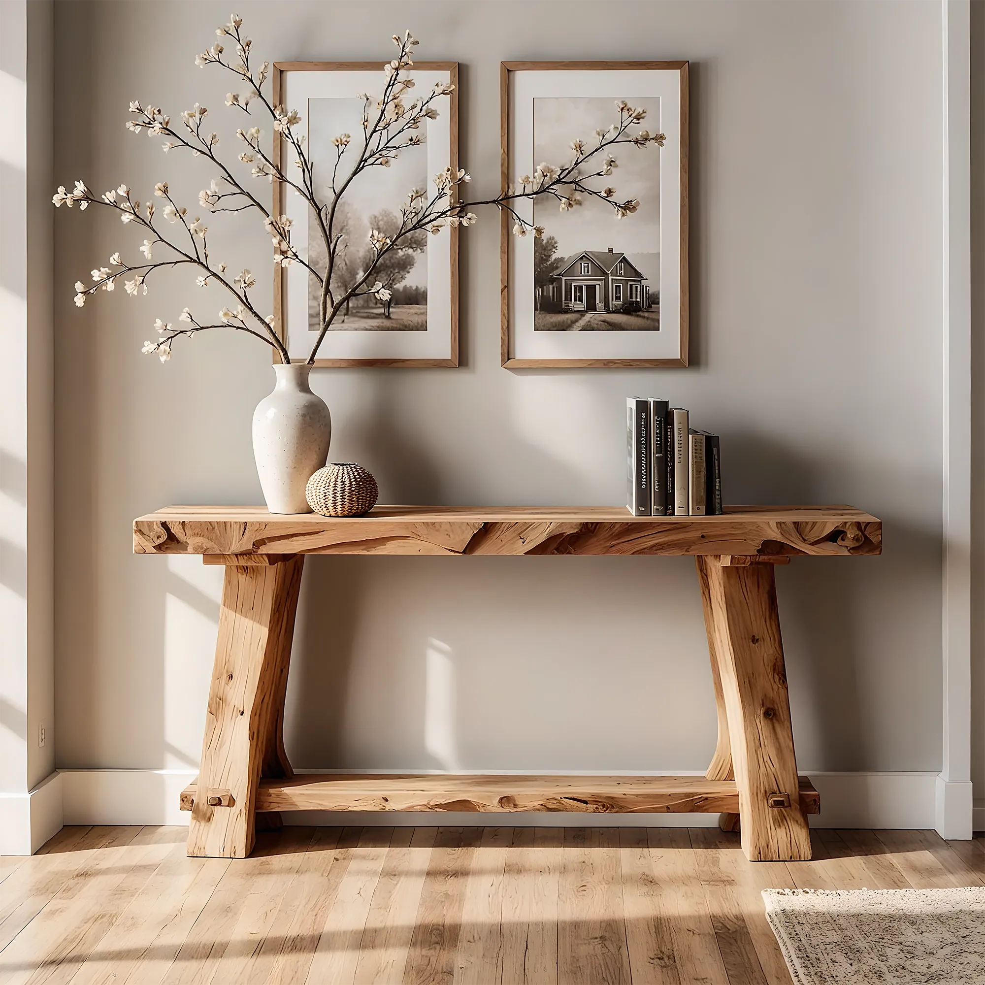 Custom Solid Wood Home Console – Rustic Handmade Entryway Table