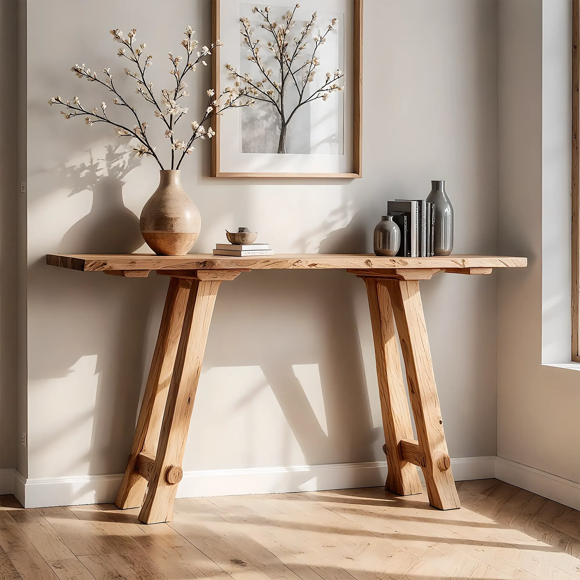 Custom Solid Wood Home Console – Rustic Handmade Entryway Table