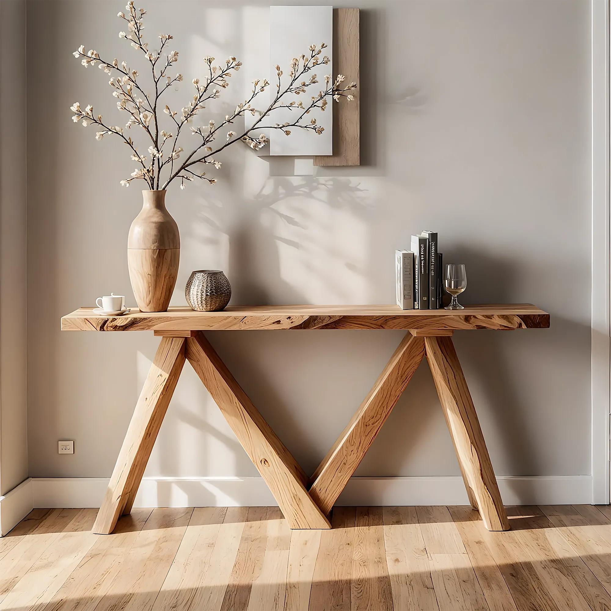 Elegant Handmade Console Table – Solid Wood Home Accent with Live Edge