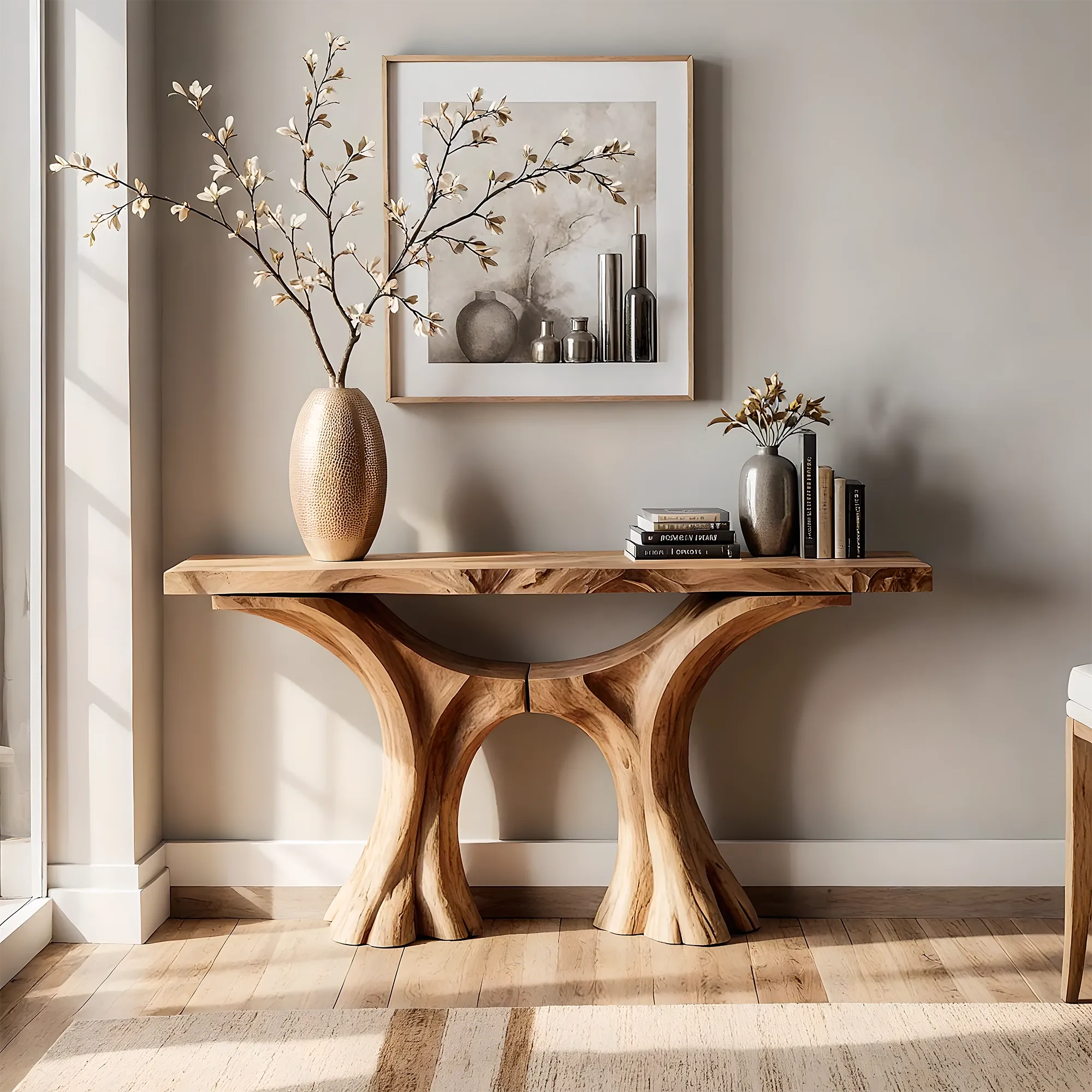 Handmade Console Table for Home Décor – Live Edge Natural Wood Design