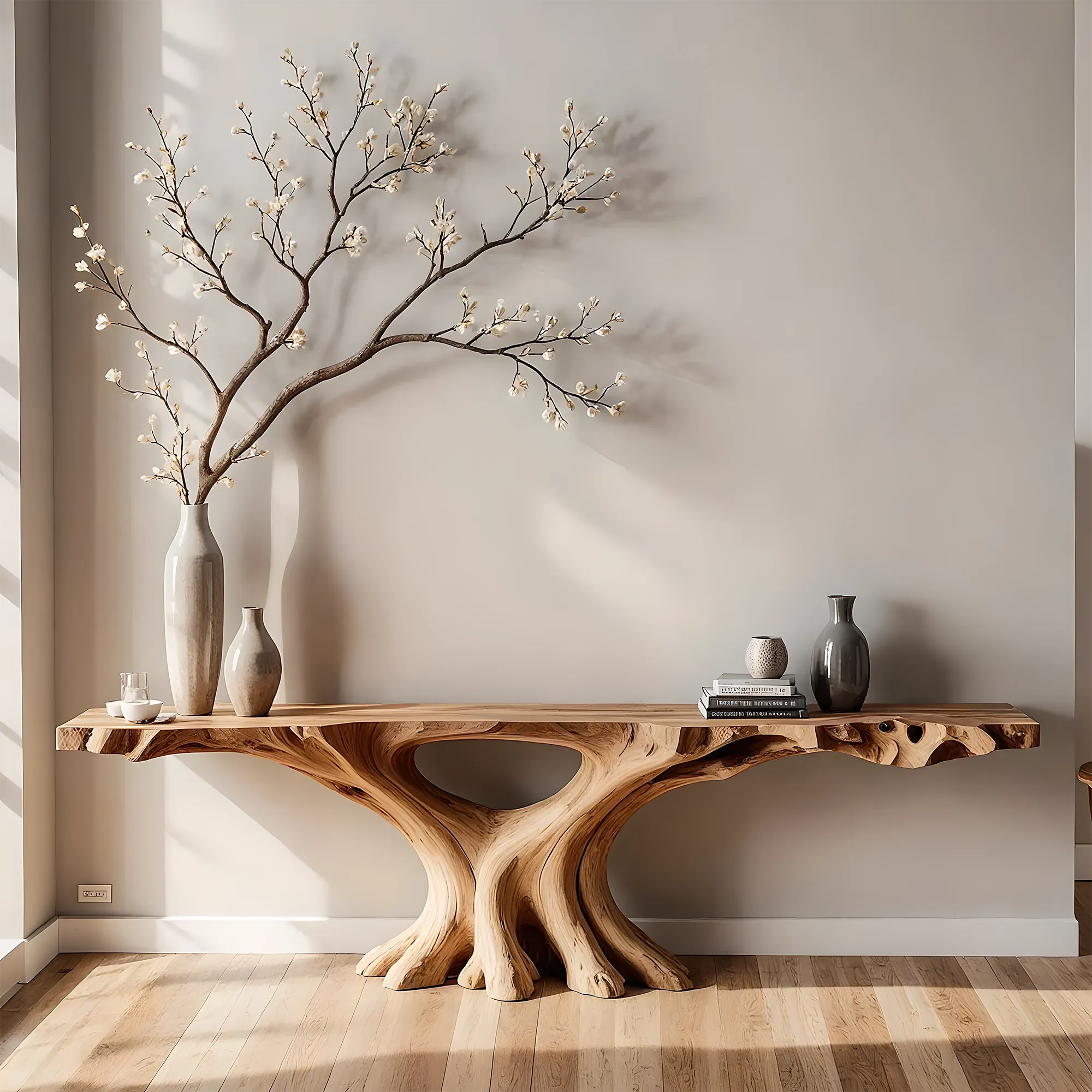 Handmade Solid Wood Console Table – Artistic Root Design