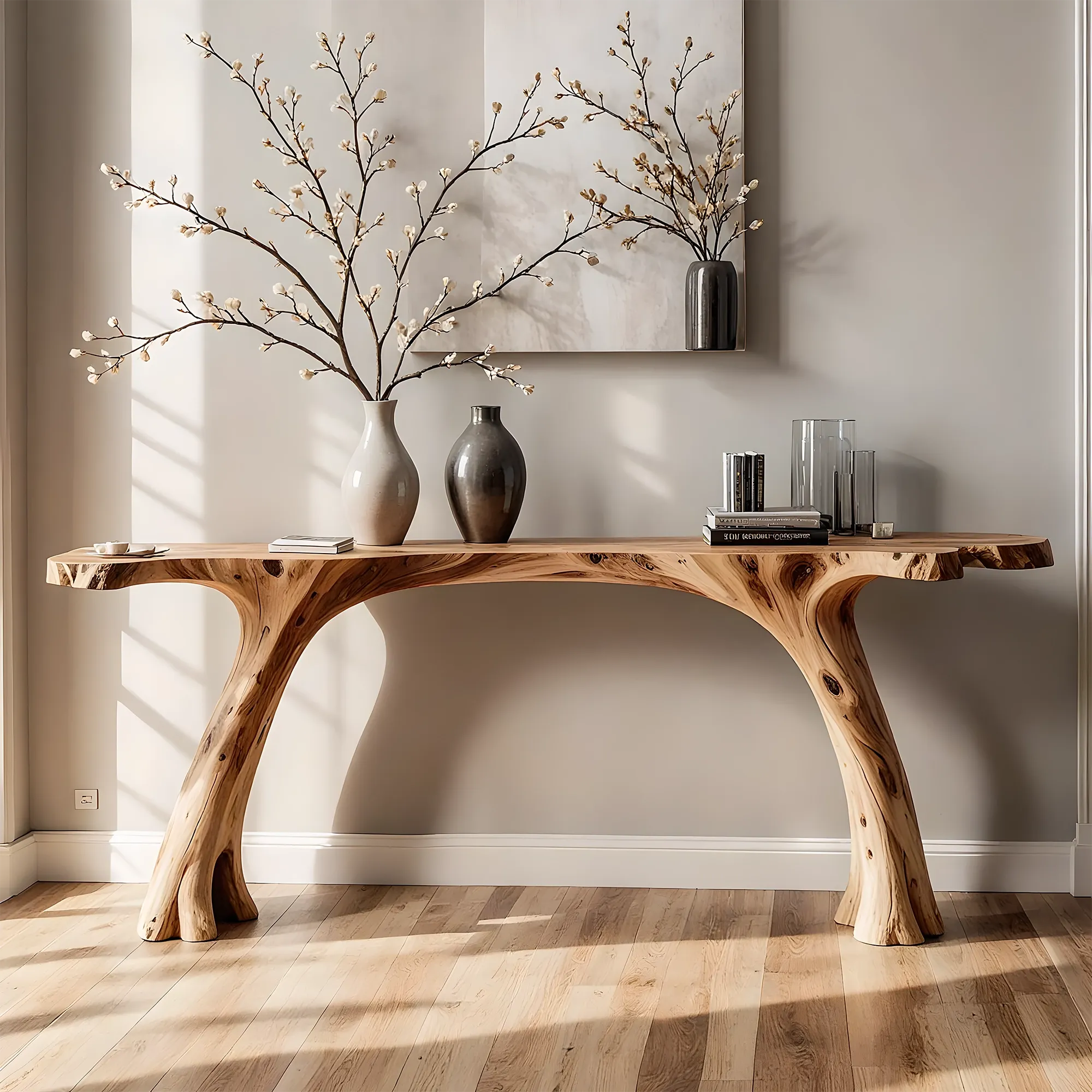 Solid Wood Console Table – Handmade Natural Artistic Design