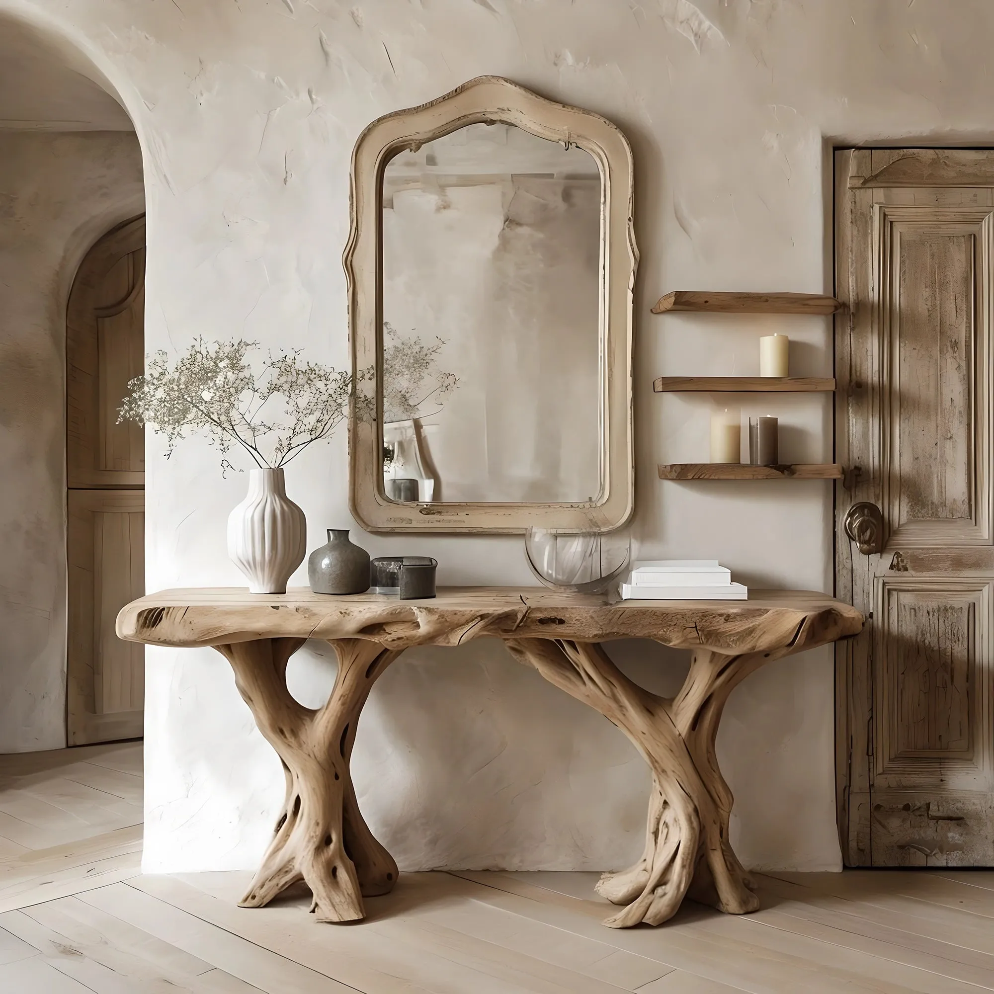 Handmade Solid Wood Console Table – Rustic Natural Design