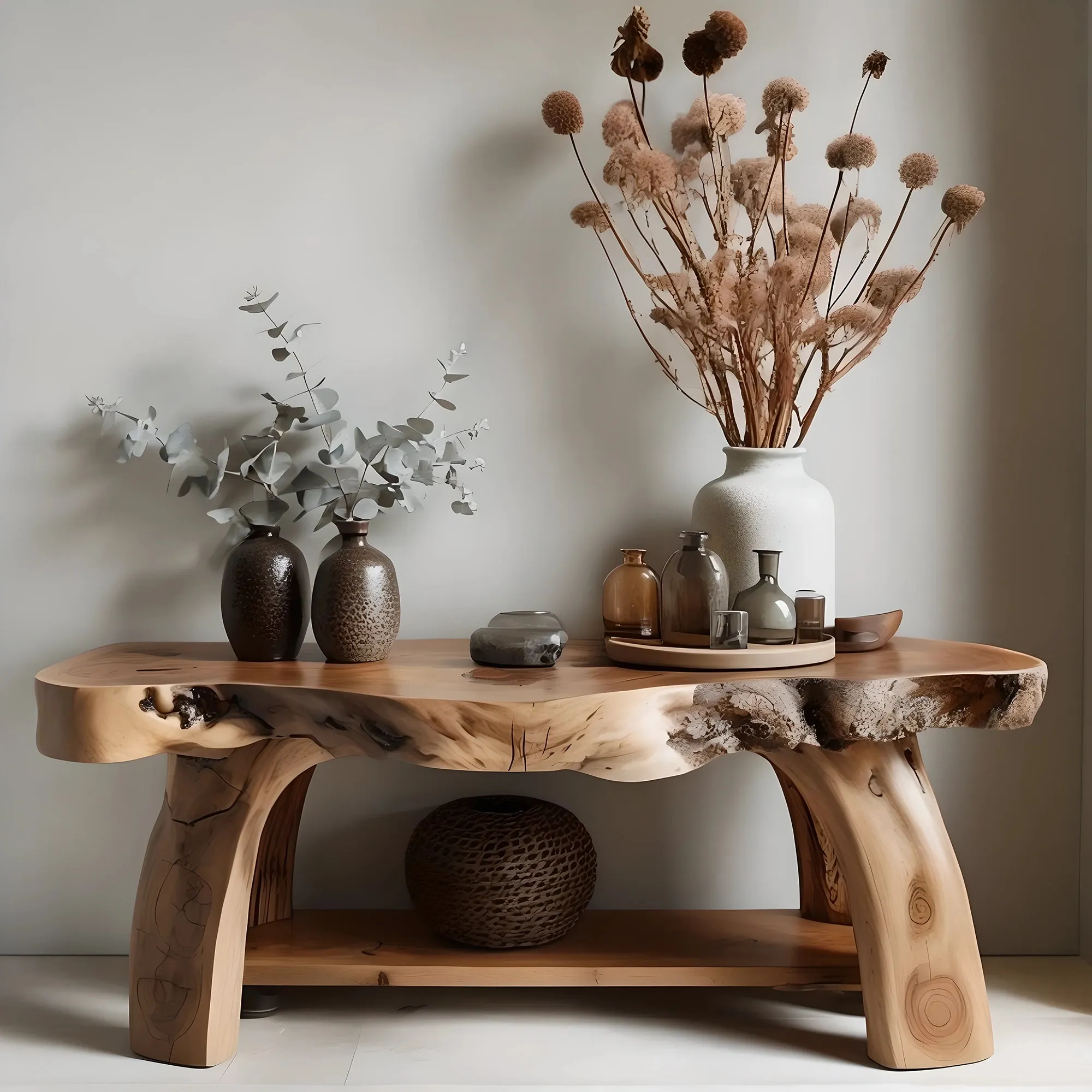 Rustic Wood Console Table Entryway Design