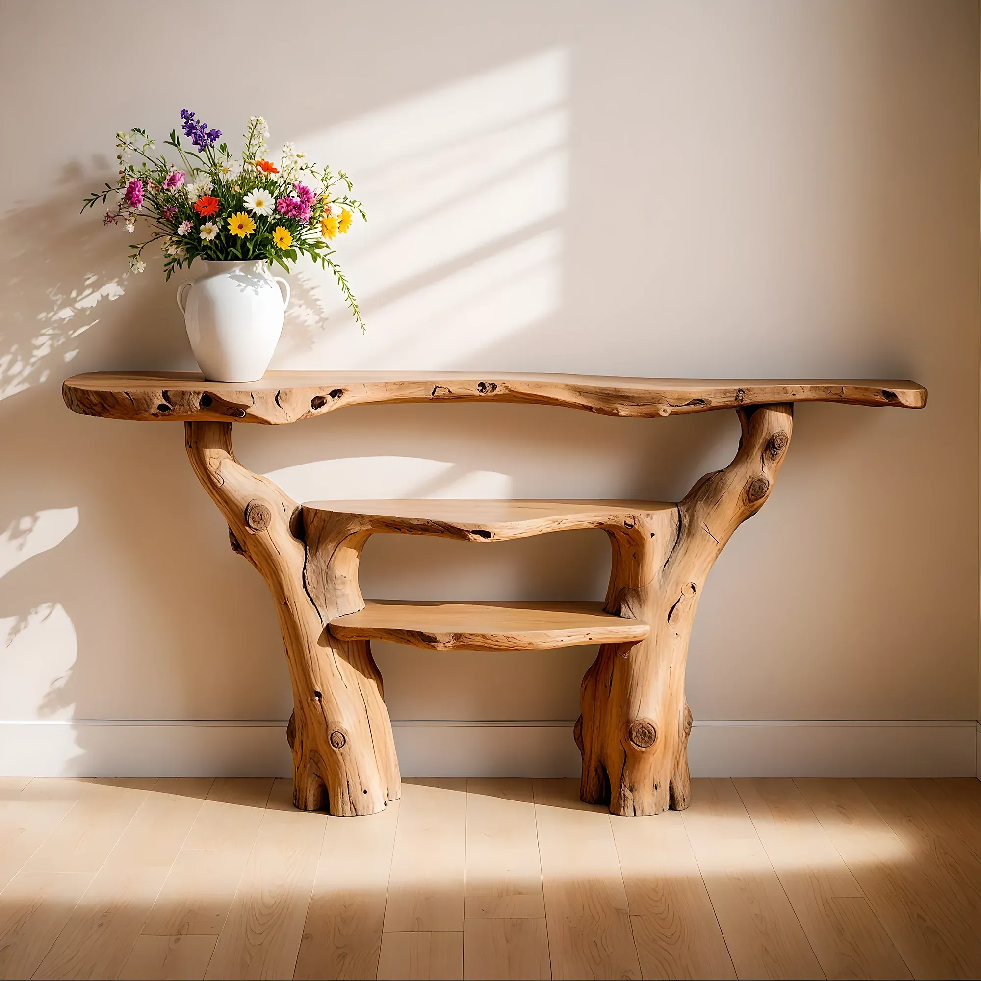 Custom 3-Tier Solid Wood Console Table – Rustic Home Decor