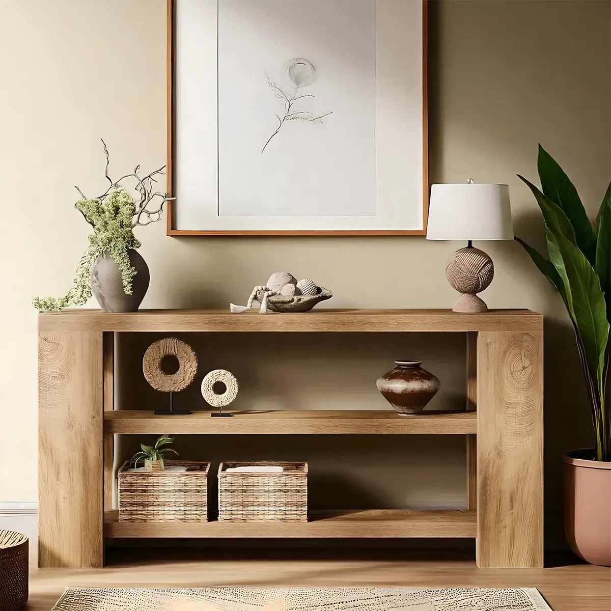 Natural Oak Console Table - Modern Design