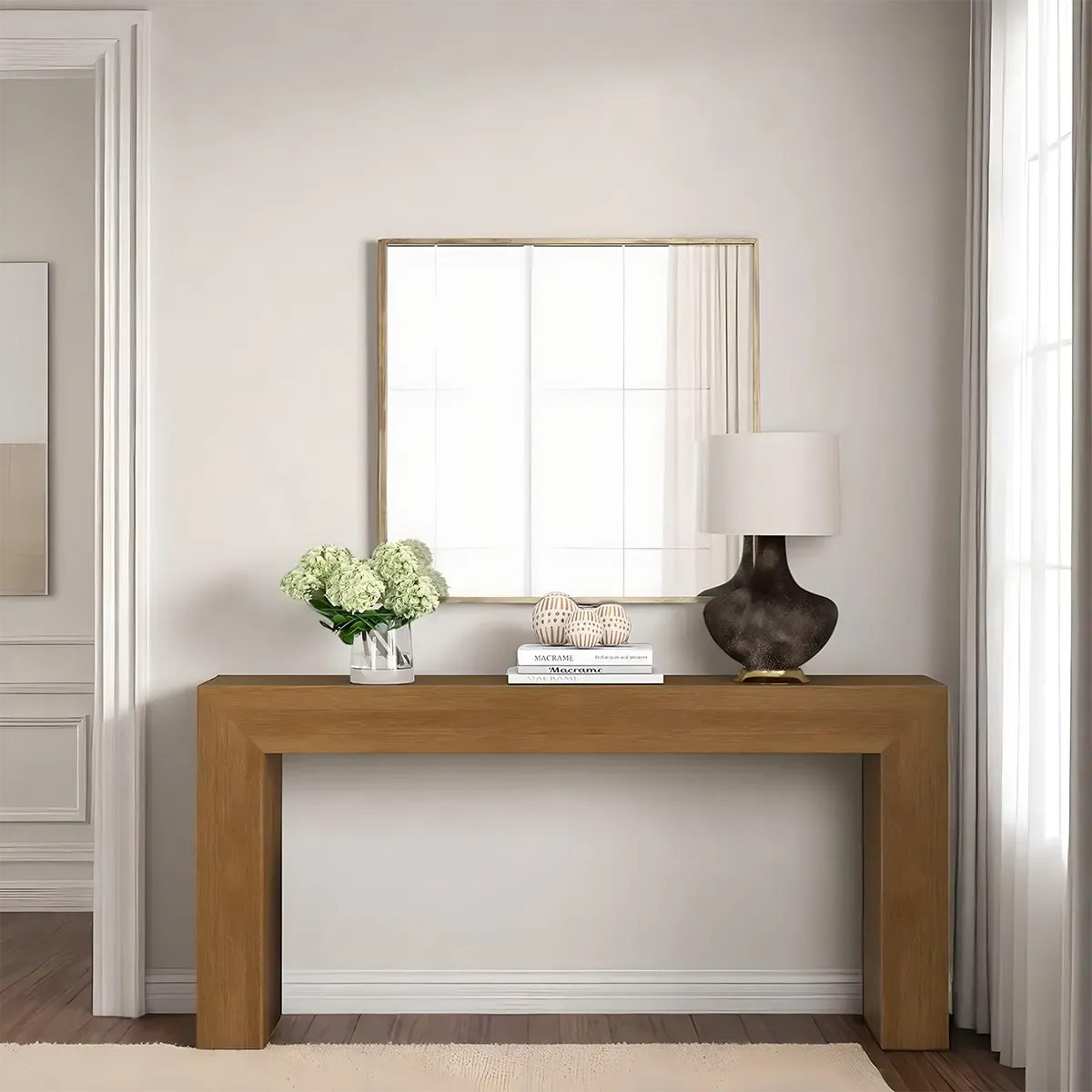 Minimalist Laminate Oak Modern Console Table