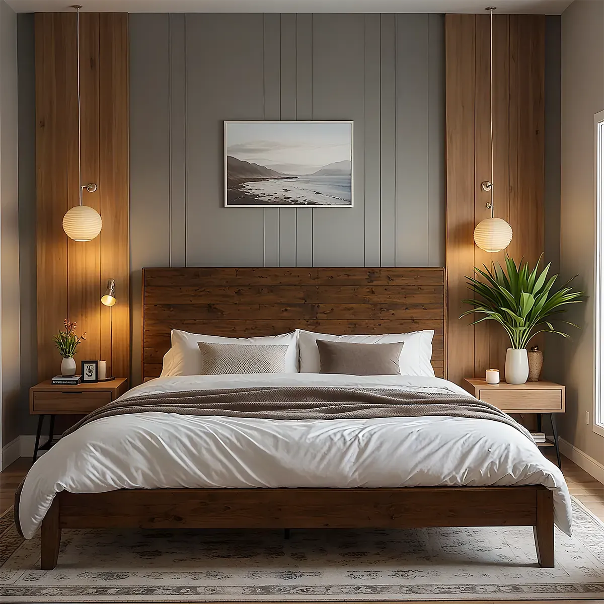 Modern Platform Design Natural Wood Bed – Luxurious & Durable