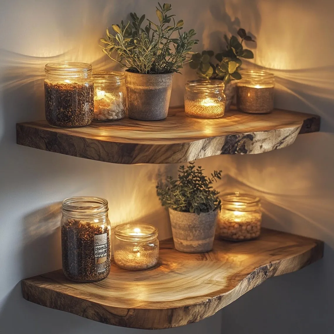 Wood corner floating shelf live edge bookshelf decorations corner rustic wooden shelf wall floating shelf home handmade furniture - Image 4