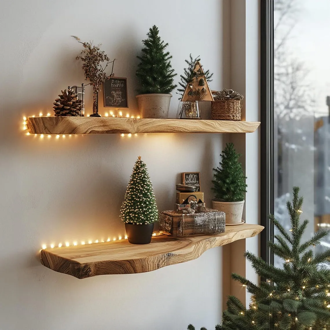 Floating Shelf Wall Shelf Solid Wood Shelf Solid Wood Room Organization Living Room Shelf Wooden Shel, Wooden Shelves Christmas Gift - Image 5