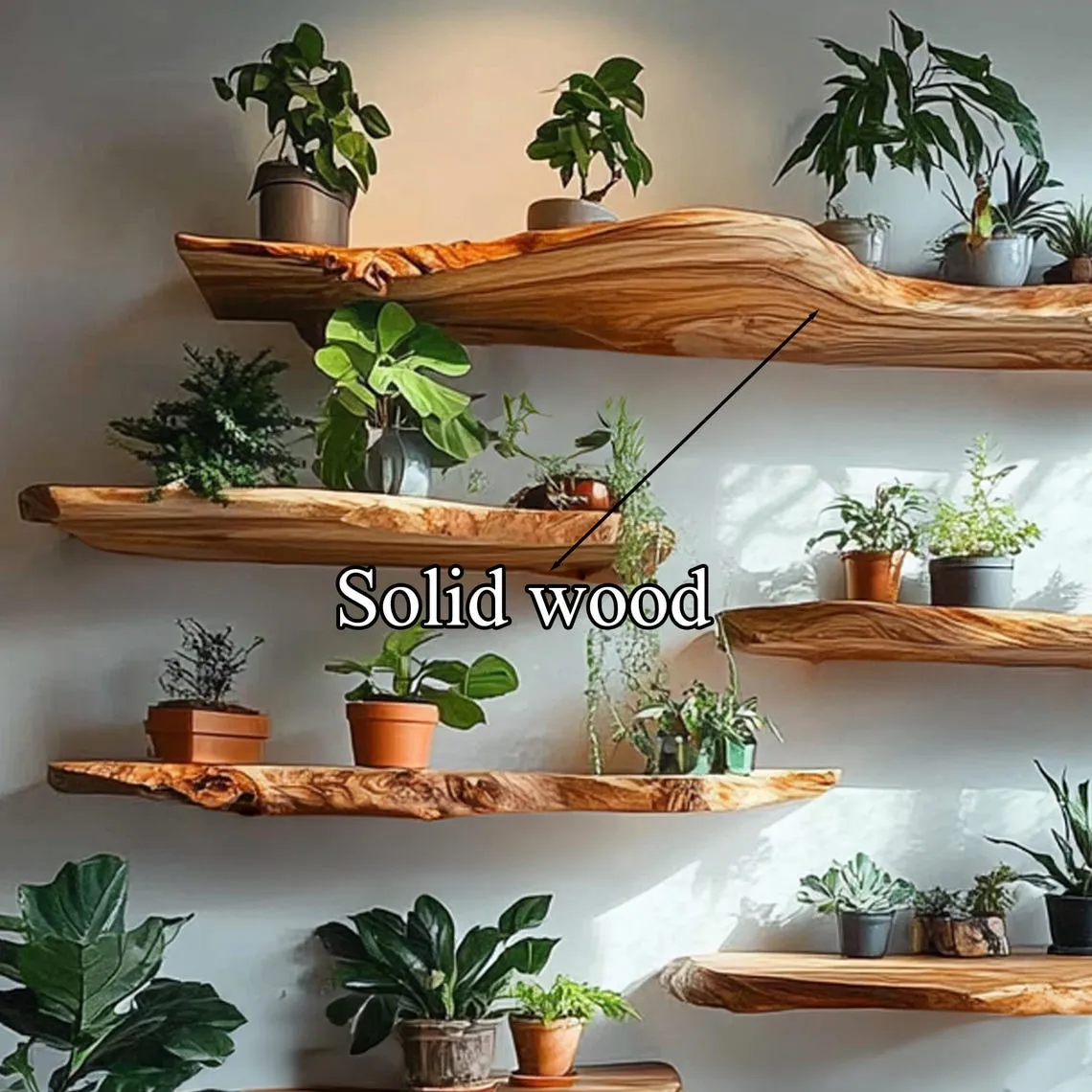 Custom floating shelf wooden shelves long floating shelf handmade wall mount display live edge shelf decoration living room gift her - Image 3