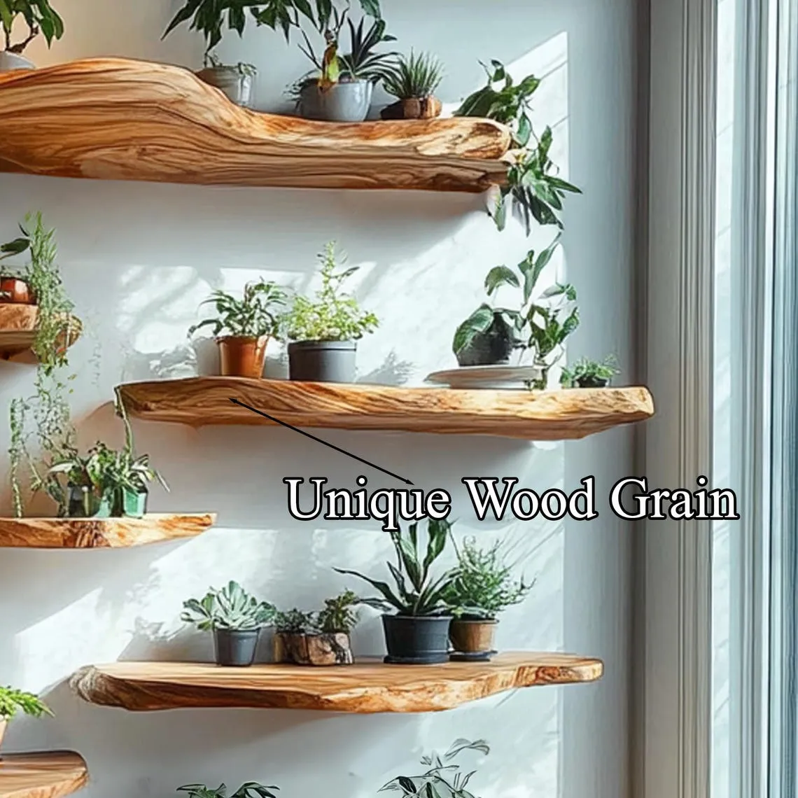 Custom floating shelf wooden shelves long floating shelf handmade wall mount display live edge shelf decoration living room gift her - Image 4