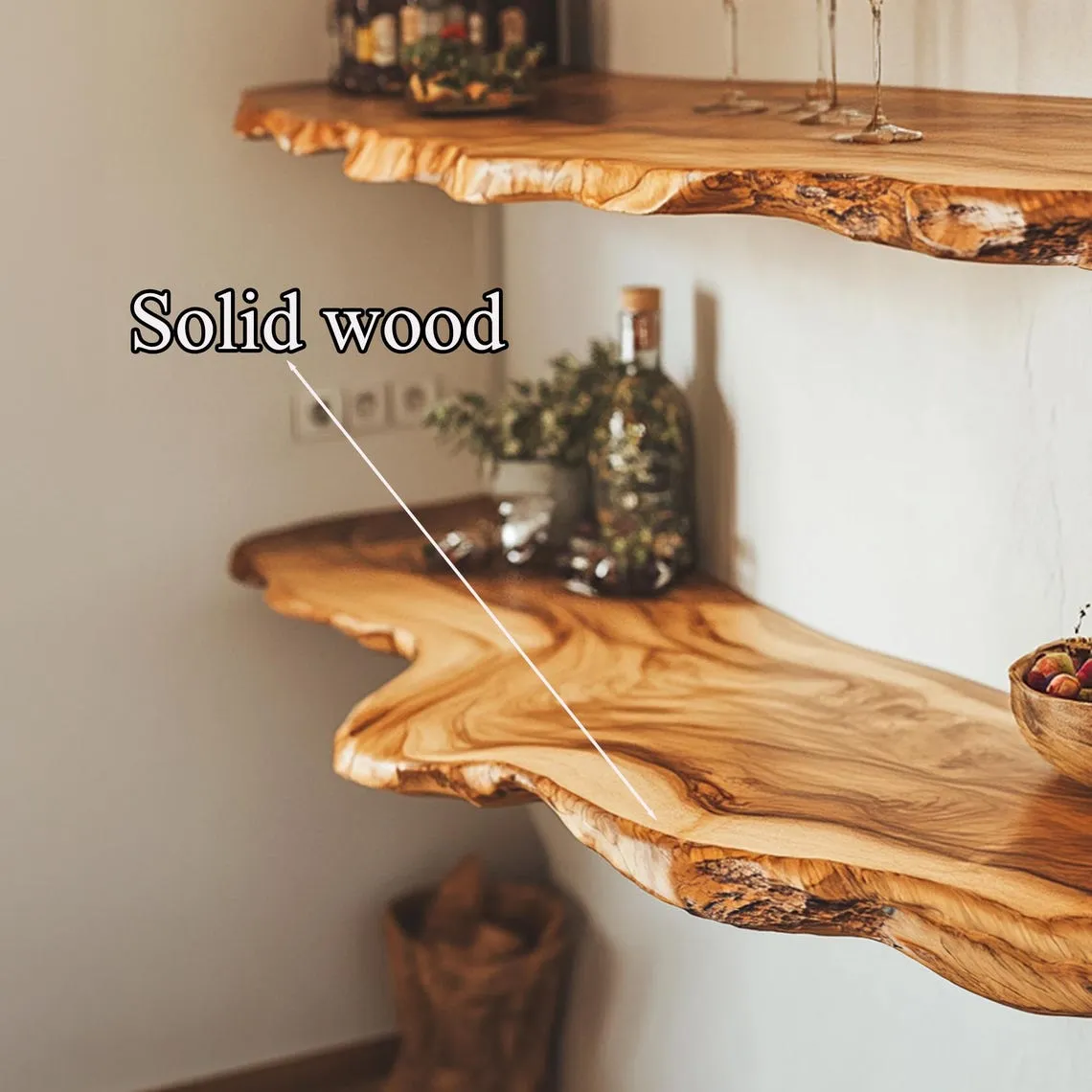 Floating Nightstand Natural Wood Floating Shelf Decorative Wall Shelves Wooden Floating Shelving Wall Shelf Natural Wall Shelf Decor Home - Image 3