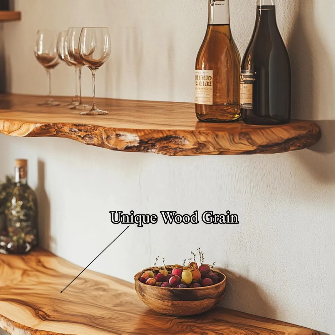 Floating Nightstand Natural Wood Floating Shelf Decorative Wall Shelves Wooden Floating Shelving Wall Shelf Natural Wall Shelf Decor Home - Image 4