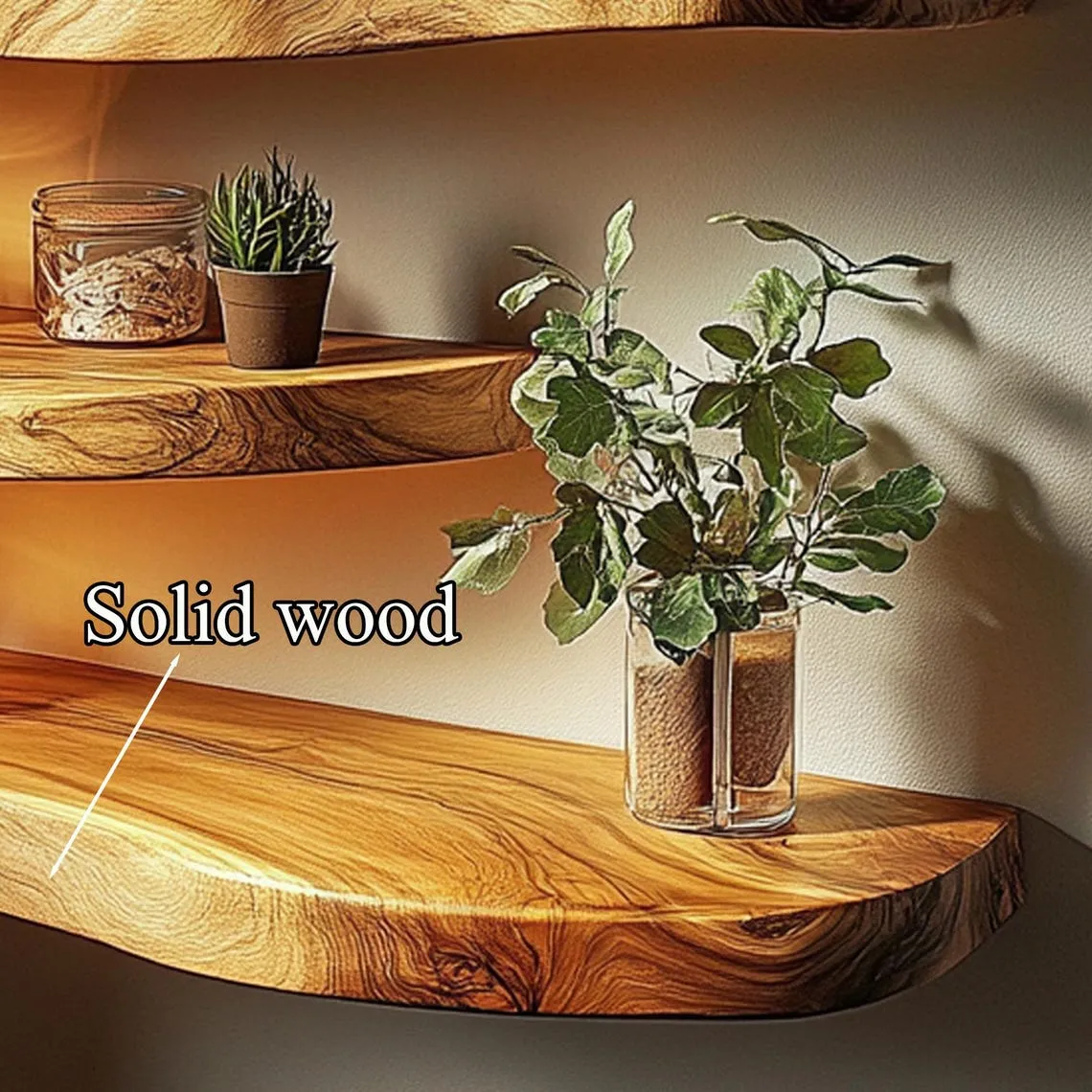 Floating shelves Wall shelves Solid wood shelves Solid wood shelves Living room organization Wooden shelves, Wooden shelves decor home - Image 3