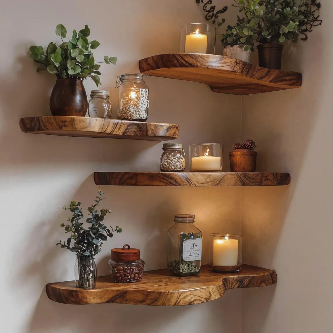 Rustic live edge corner floating shelf, Custom floating shelf home decor, Live edge walnut wooden shelf christmas wall christmas gift - Image 3
