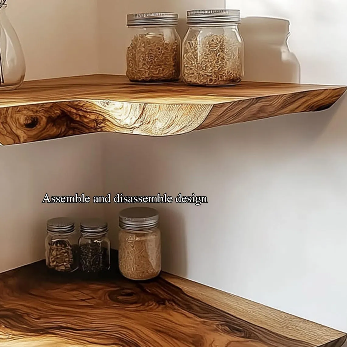 Rustic Floating Shelf Solid Natural Wood Corner Shelf Farmhouse Style Kitchen and Living Room Decor - Image 4