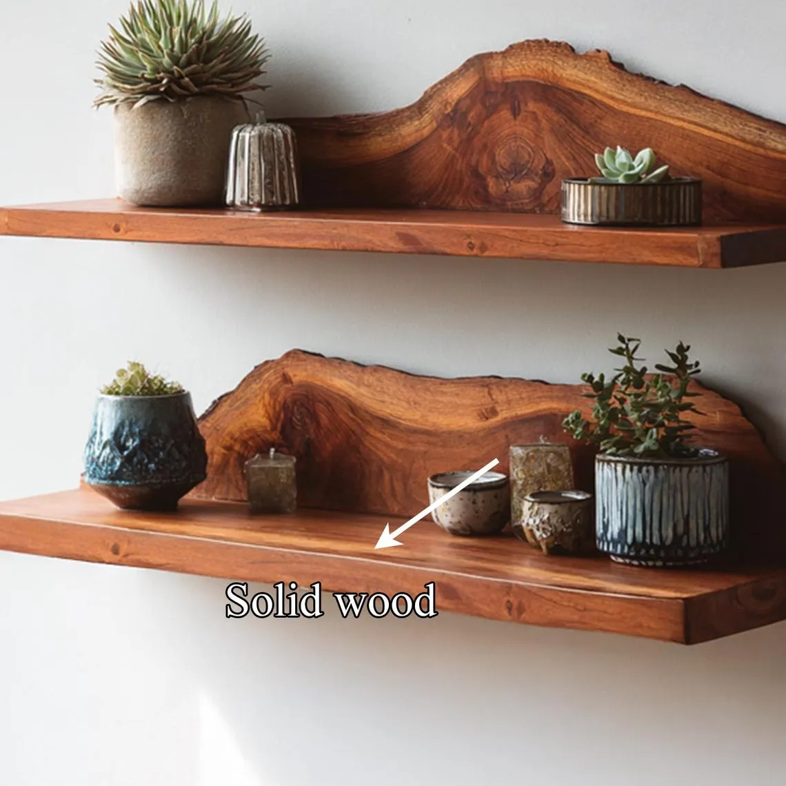 Live Edge Floating Shelf Custom Wood Shelves  Rustic Wall Decor Plant Shelf Bookshelves Display Shelf Gift - Image 5
