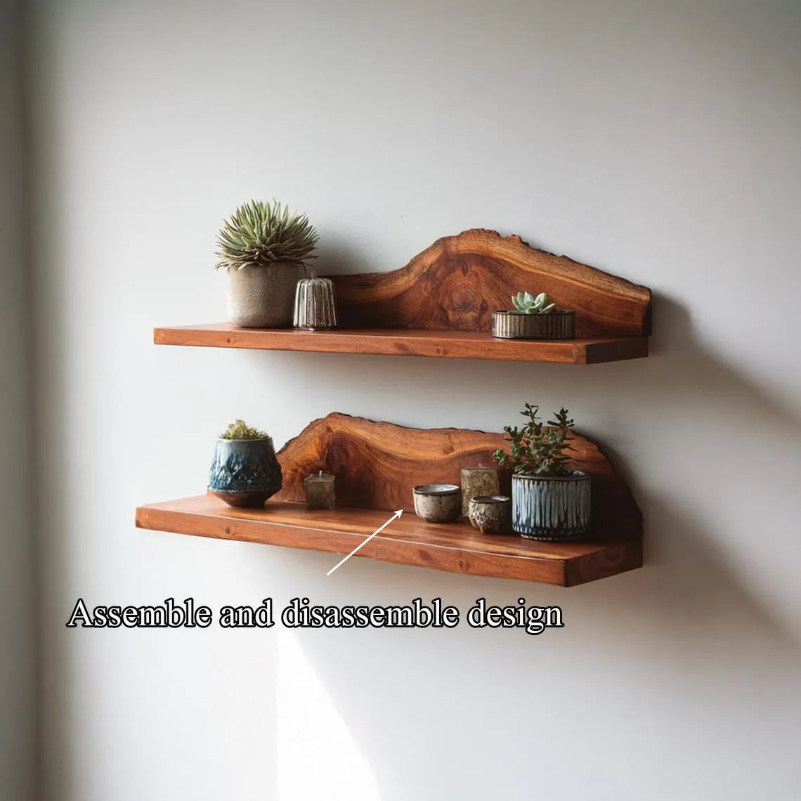 Live Edge Floating Shelf Custom Wood Shelves  Rustic Wall Decor Plant Shelf Bookshelves Display Shelf Gift - Image 6