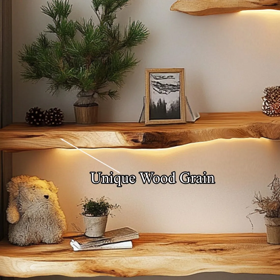 Floating Corner Wall Shelves Aquarium Decoration Live Edge Floating Shelves Wooden Floating Shelves Home Decor Christmas Gift - Image 4