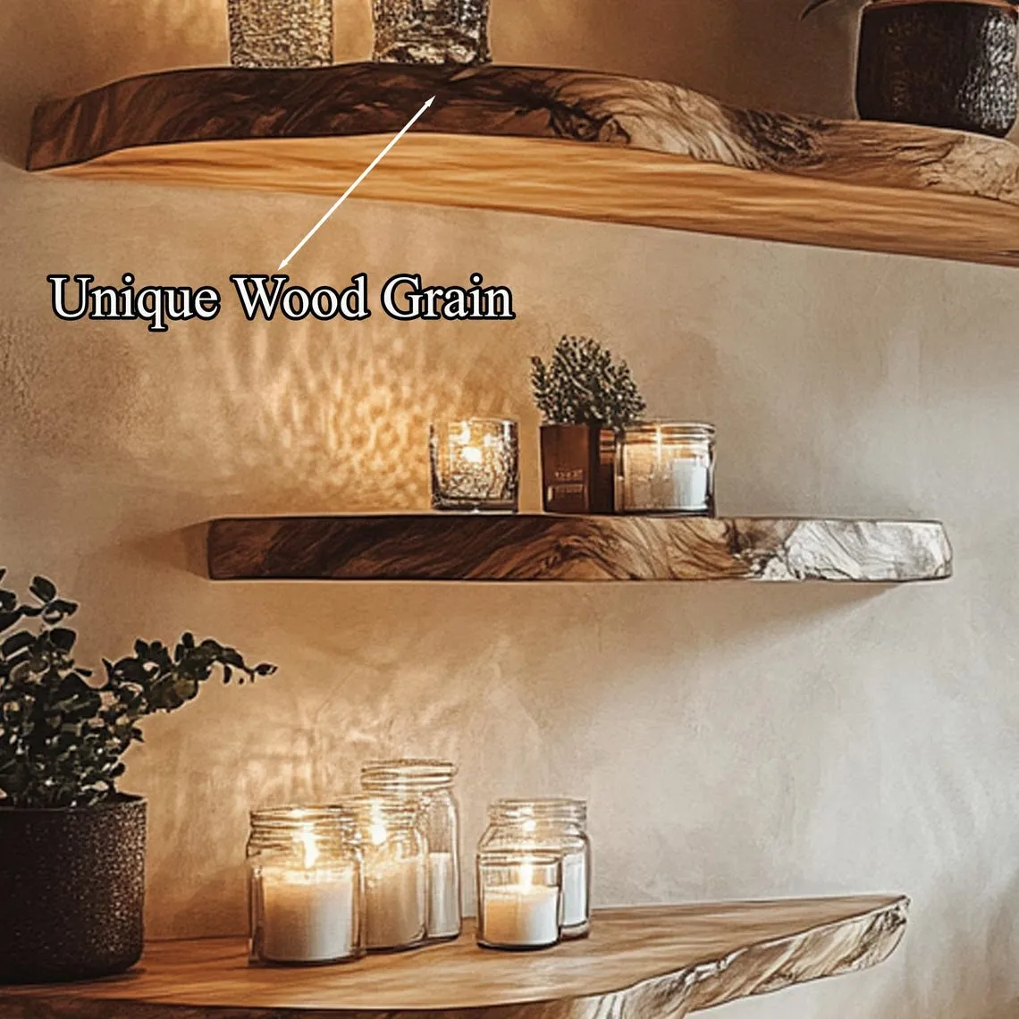 Floating Corner Wall Shelves Aquarium Decoration Live Edge Floating Shelves Wooden Floating Shelves Home Decor Housewarming Gift - Image 5