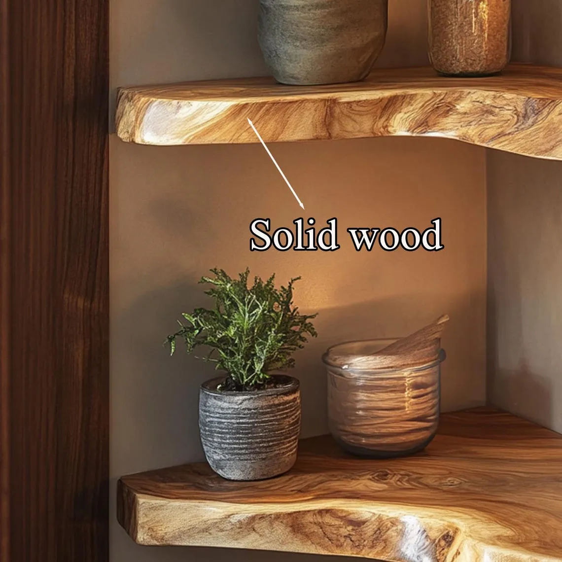 Floating Corner Wall Shelves Aquarium Decoration Live Edge Floating Shelves Wooden Floating Shelves Home Decor Christmas Gift - Image 4