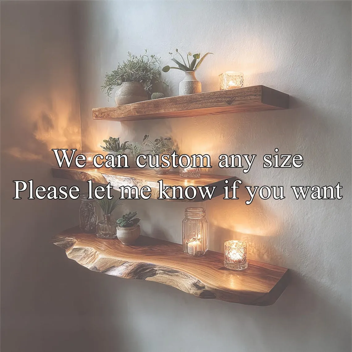 Solid Wood Floating Shelf Rustic Display Shelf Unique Furniture Halloween Decor Housewarming Gift - Image 2