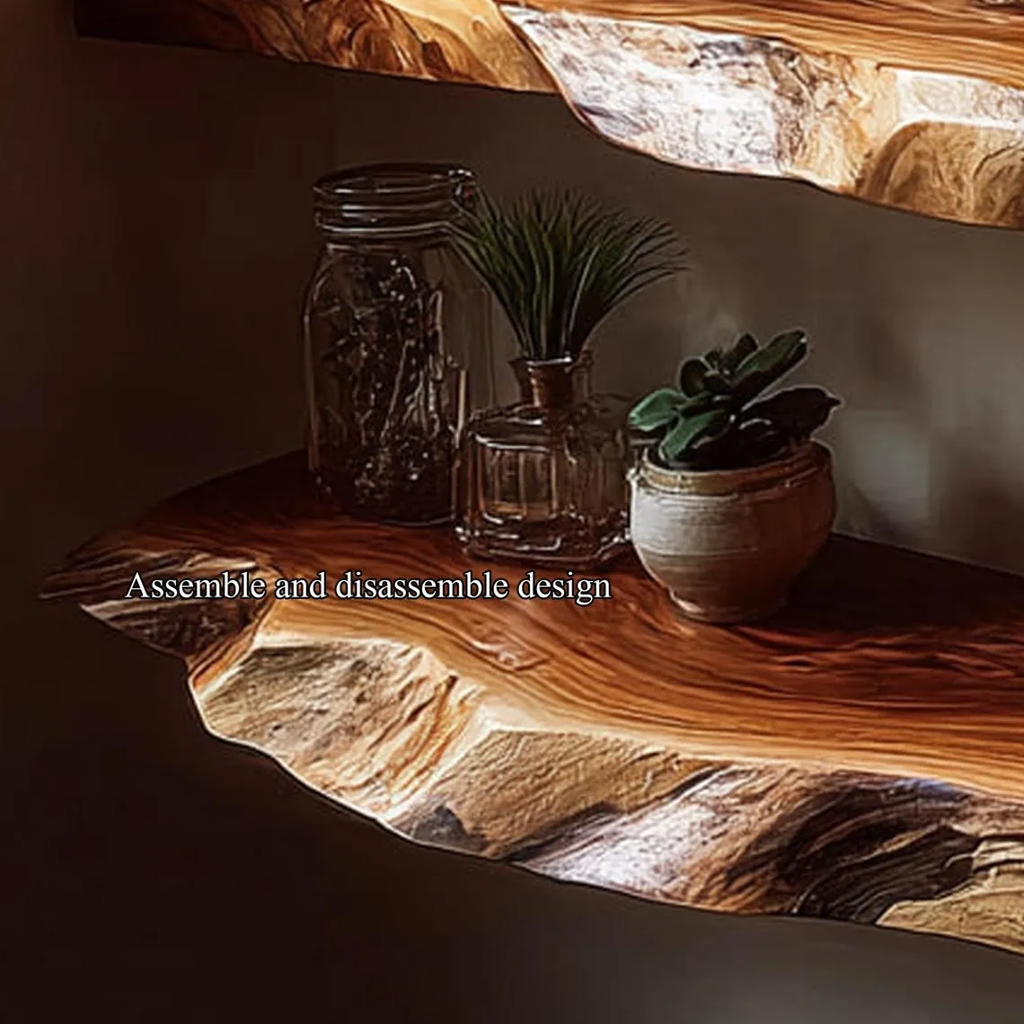 Solid Wood Floating Shelf Rustic Display Shelf Unique Furniture Halloween Decor Housewarming Gift - Image 5