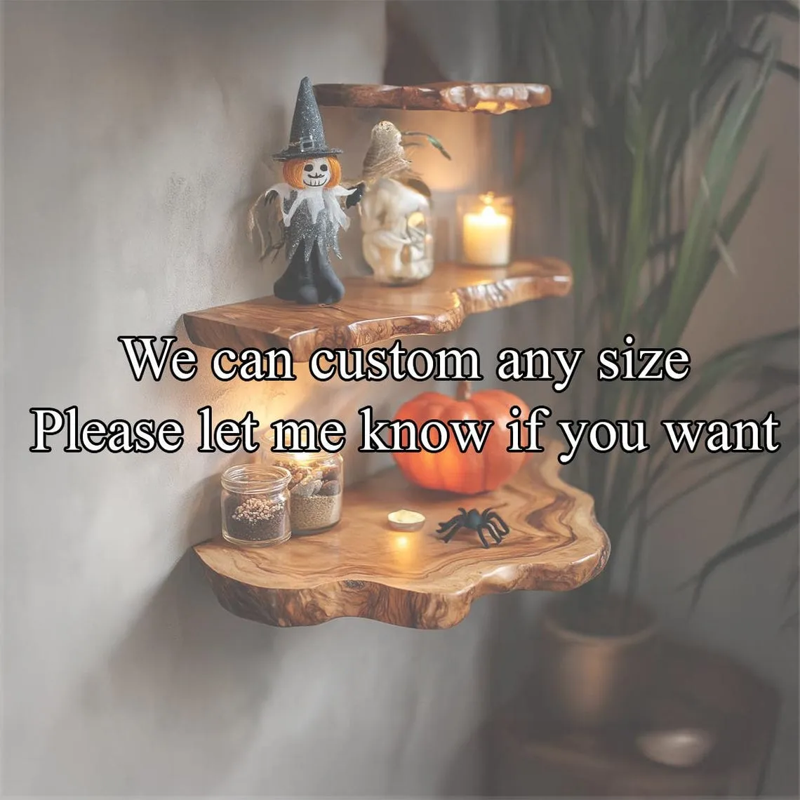 Live Edge Floating Shelf Wood Grain Floating Shelf Branch Shelf Halloween Home Decor Housewarming Gift - Image 2