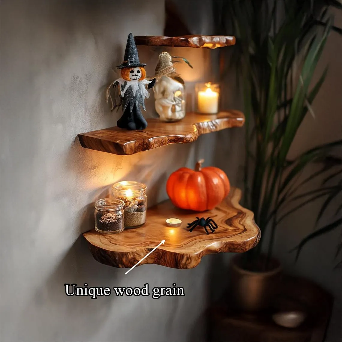 Live Edge Floating Shelf Wood Grain Floating Shelf Branch Shelf Halloween Home Decor Housewarming Gift - Image 4