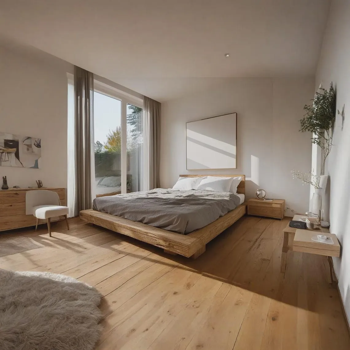 Rustic Low Profile Bed Frame Cozy Minimalist Bedroom Solid Wood Handmade Unique King Bed Frame Decor Home Gift - Image 5