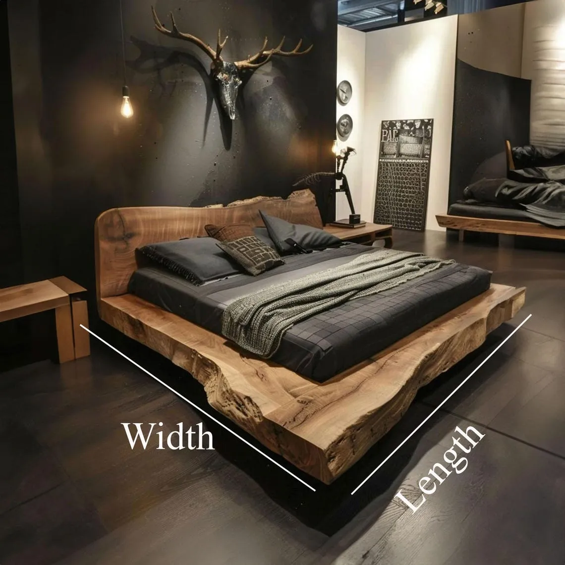 Rustic Wood Bed Frame Queen, Rustic Bedroom Furniture, Reclaimed Wood King Bed Frame, Twin Platform Bed Wood Headboard - Image 2