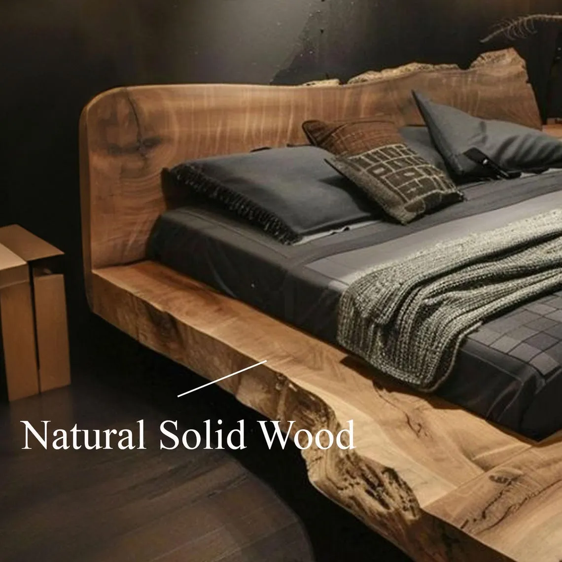 Rustic Wood Bed Frame Queen, Rustic Bedroom Furniture, Reclaimed Wood King Bed Frame, Twin Platform Bed Wood Headboard - Image 3