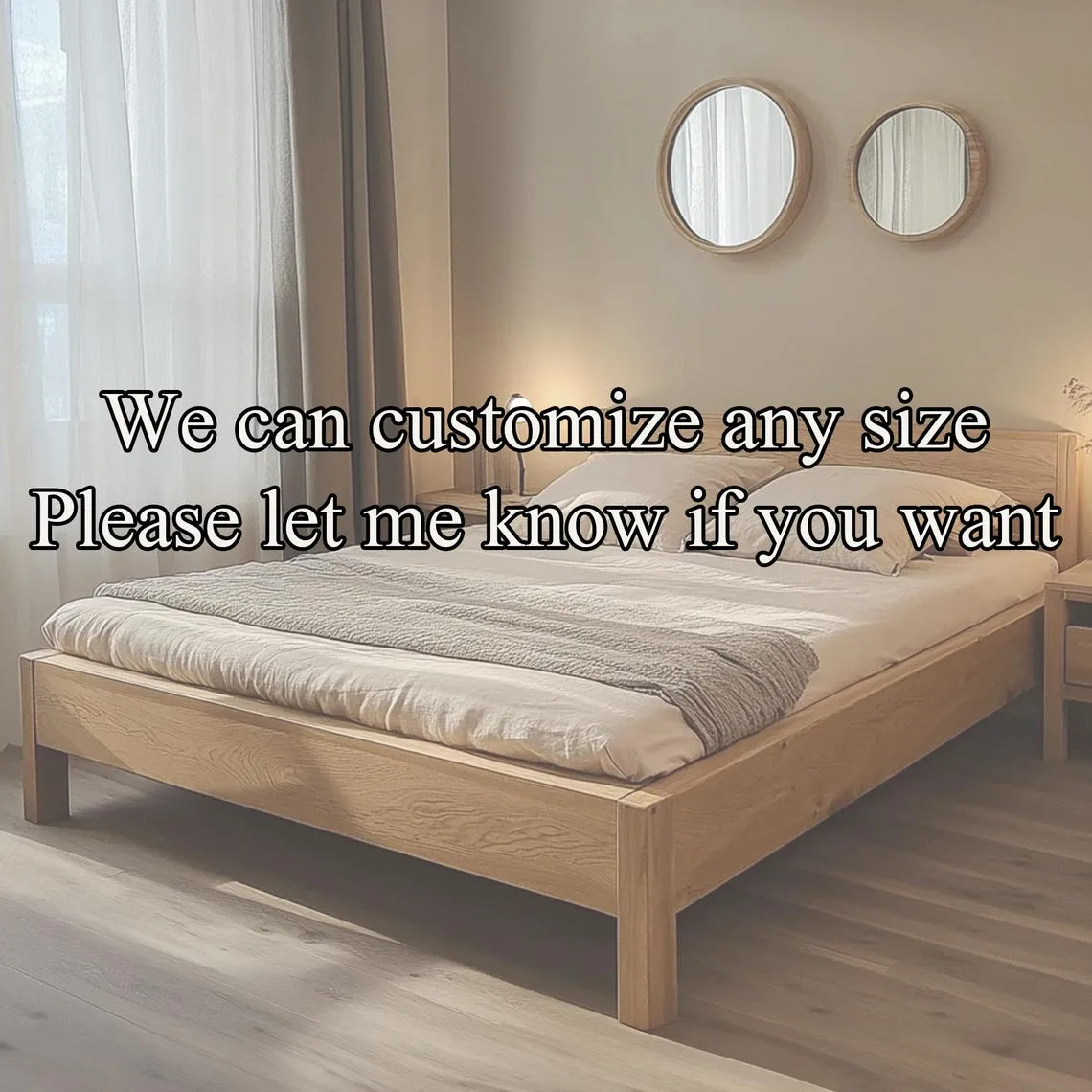 Rustic Solid Wood Bed Frame, Queen/King Platform Bed, Handmade Wood Headboard, Farmhouse Bedroom Furniture - Image 2