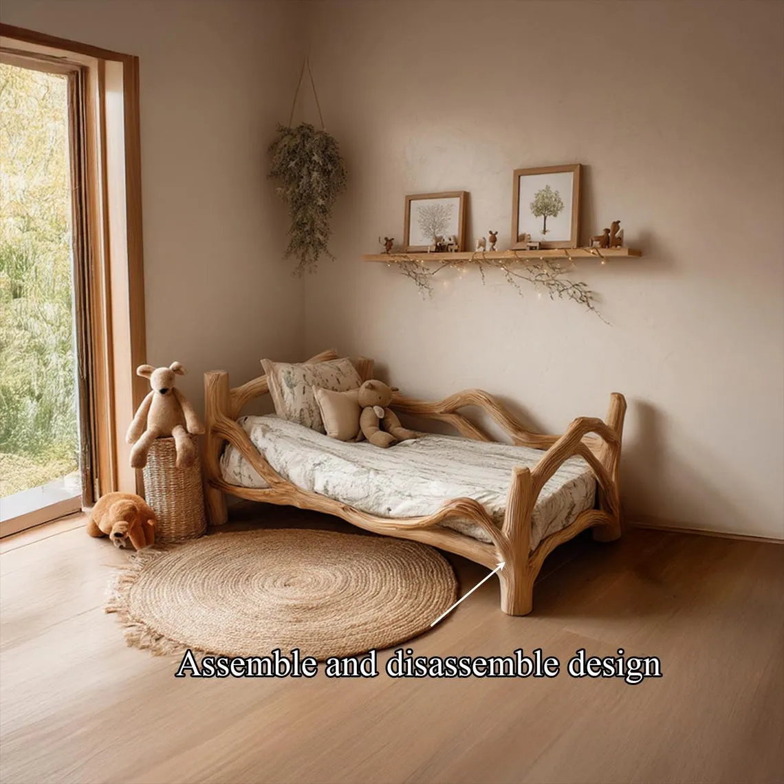 Wood baby bed frame montessori bed toddler custom bed platform bed bunk bed floor bed woodworking plans gift for children bedroom decor - Image 4