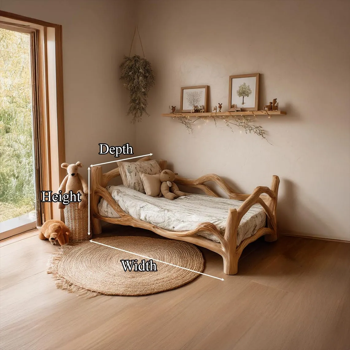 Wood baby bed frame montessori bed toddler custom bed platform bed bunk bed floor bed woodworking plans gift for children bedroom decor - Image 5