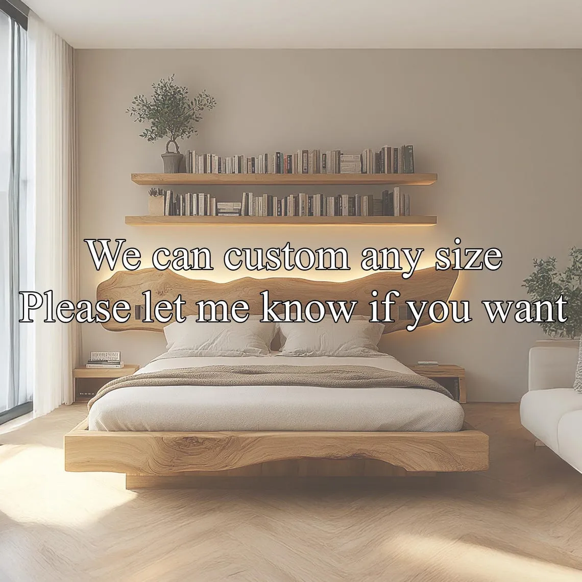 Wooden Bed Frame Custom Wood Bed Frame Queen/King Size Rustic Bed Frame Custom Wood Furniture Home Decor Gifts - Image 2