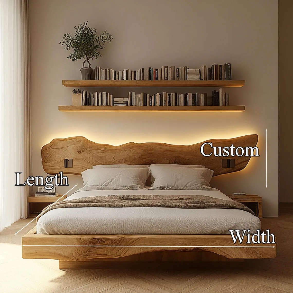 Wooden Bed Frame Custom Wood Bed Frame Queen/King Size Rustic Bed Frame Custom Wood Furniture Home Decor Gifts - Image 3