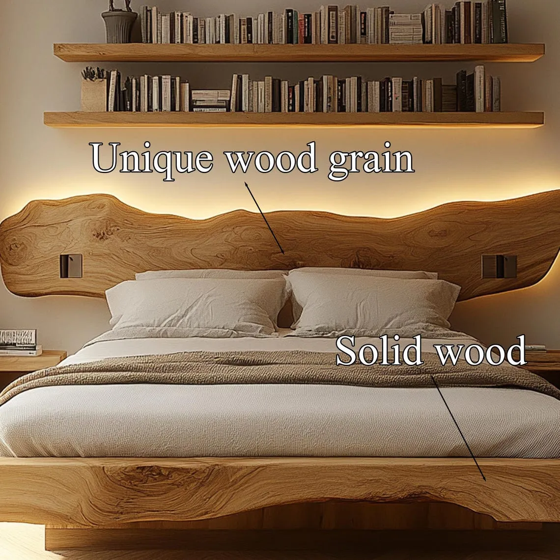 Wooden Bed Frame Custom Wood Bed Frame Queen/King Size Rustic Bed Frame Custom Wood Furniture Home Decor Gifts - Image 4