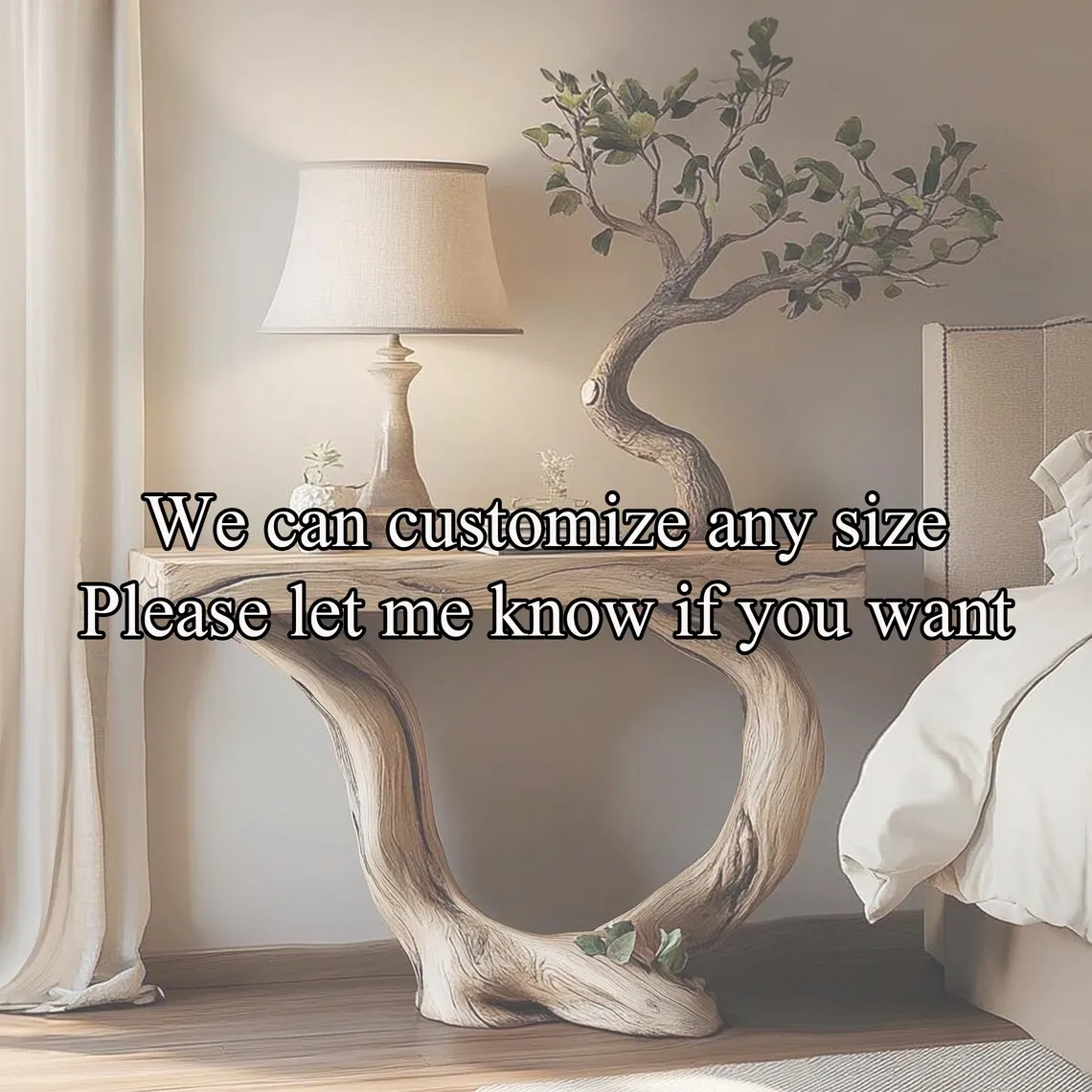 Unique Console Table Custom Size Unique Design Natural Wood Grain Home Office Decor Housewarming Gift - Image 2