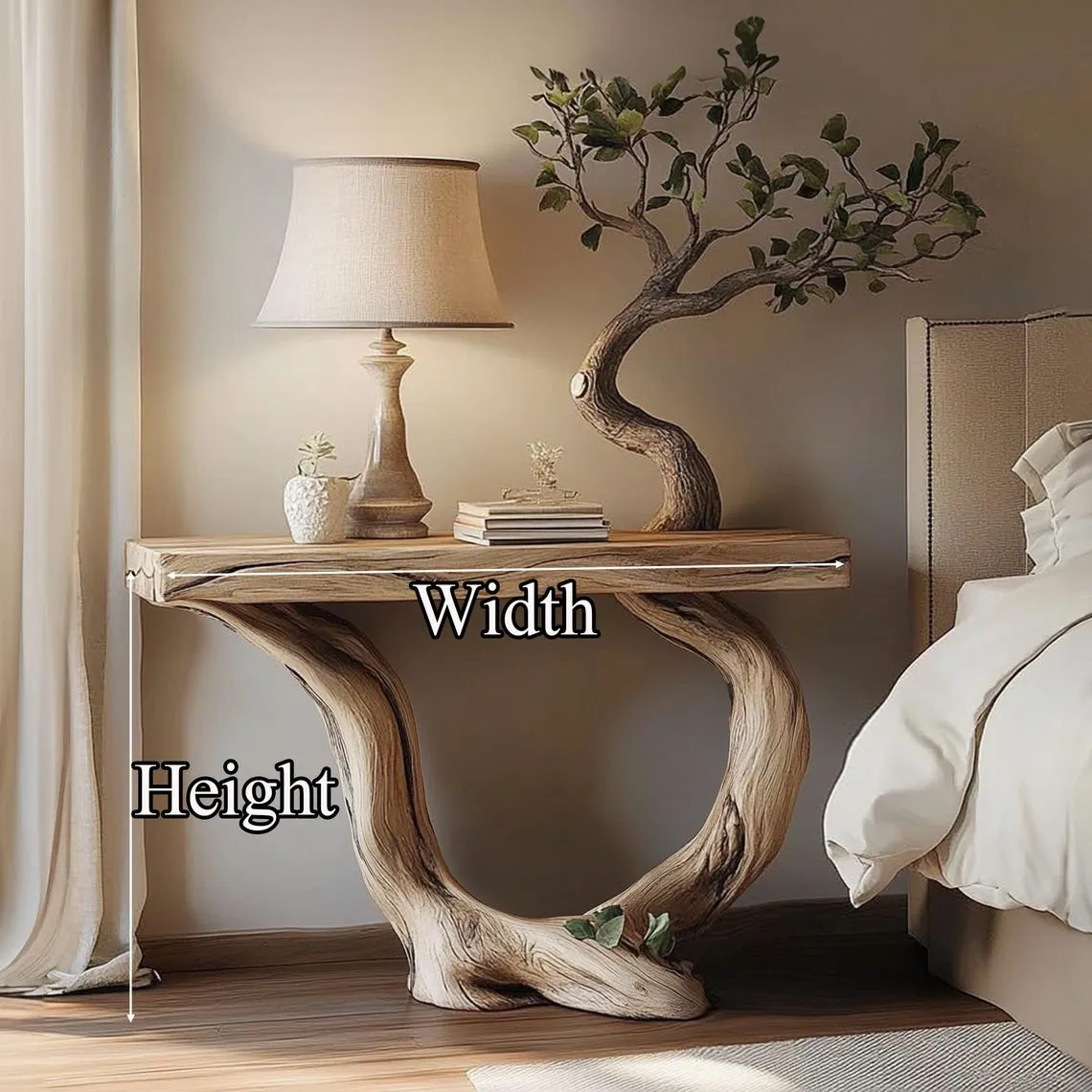 Unique Console Table Custom Size Unique Design Natural Wood Grain Home Office Decor Housewarming Gift - Image 3