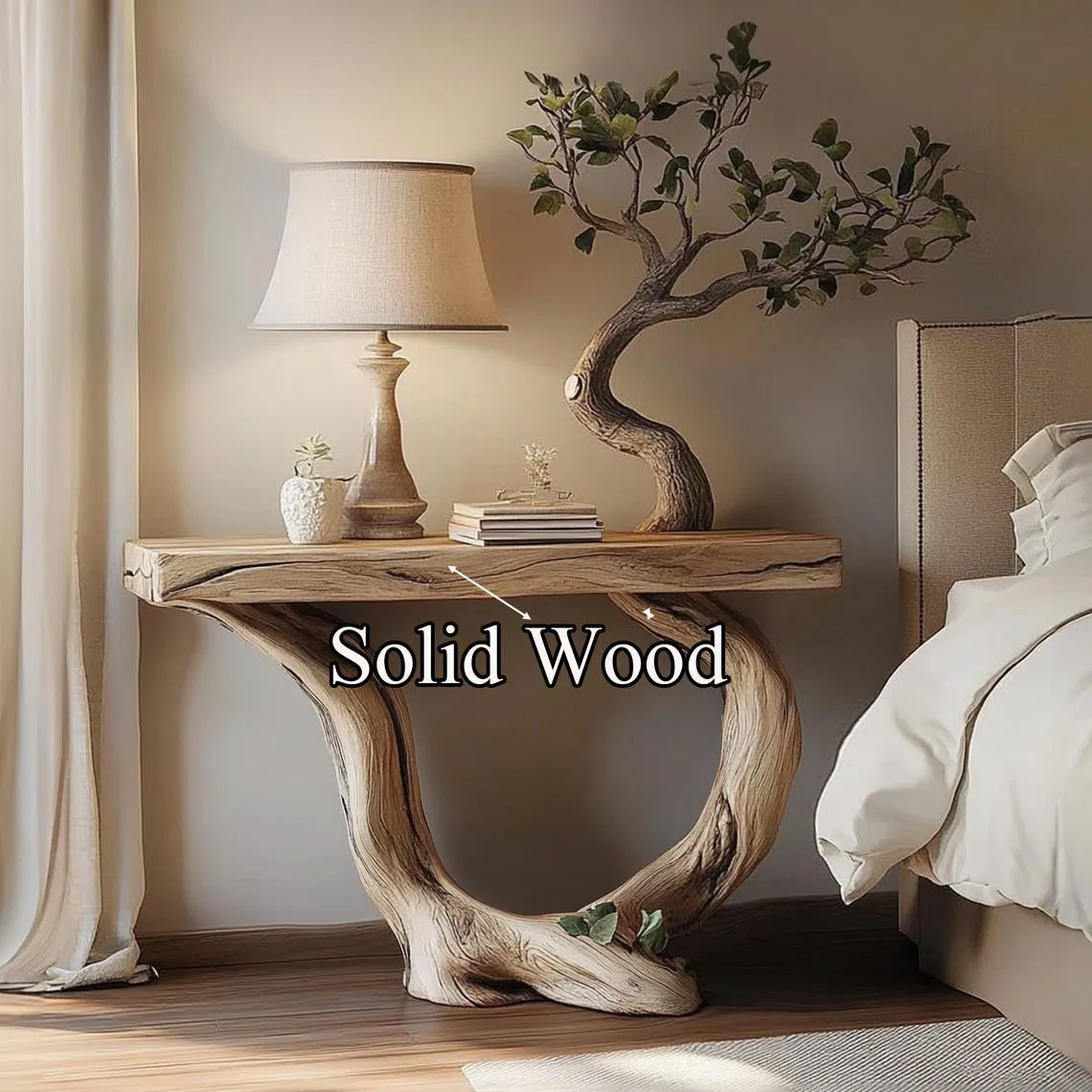 Unique Console Table Custom Size Unique Design Natural Wood Grain Home Office Decor Housewarming Gift - Image 4