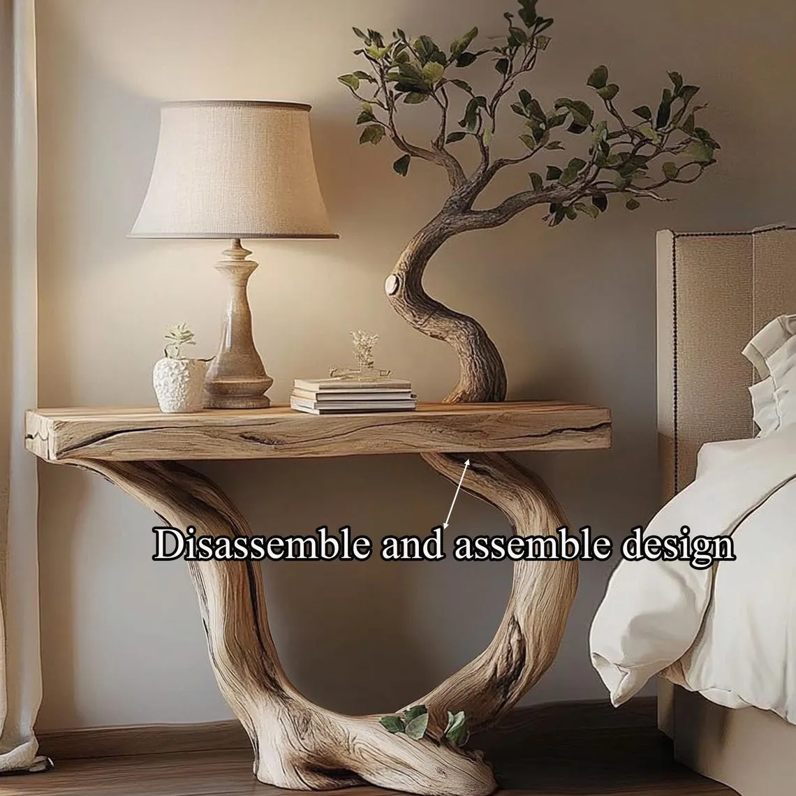 Unique Console Table Custom Size Unique Design Natural Wood Grain Home Office Decor Housewarming Gift - Image 5